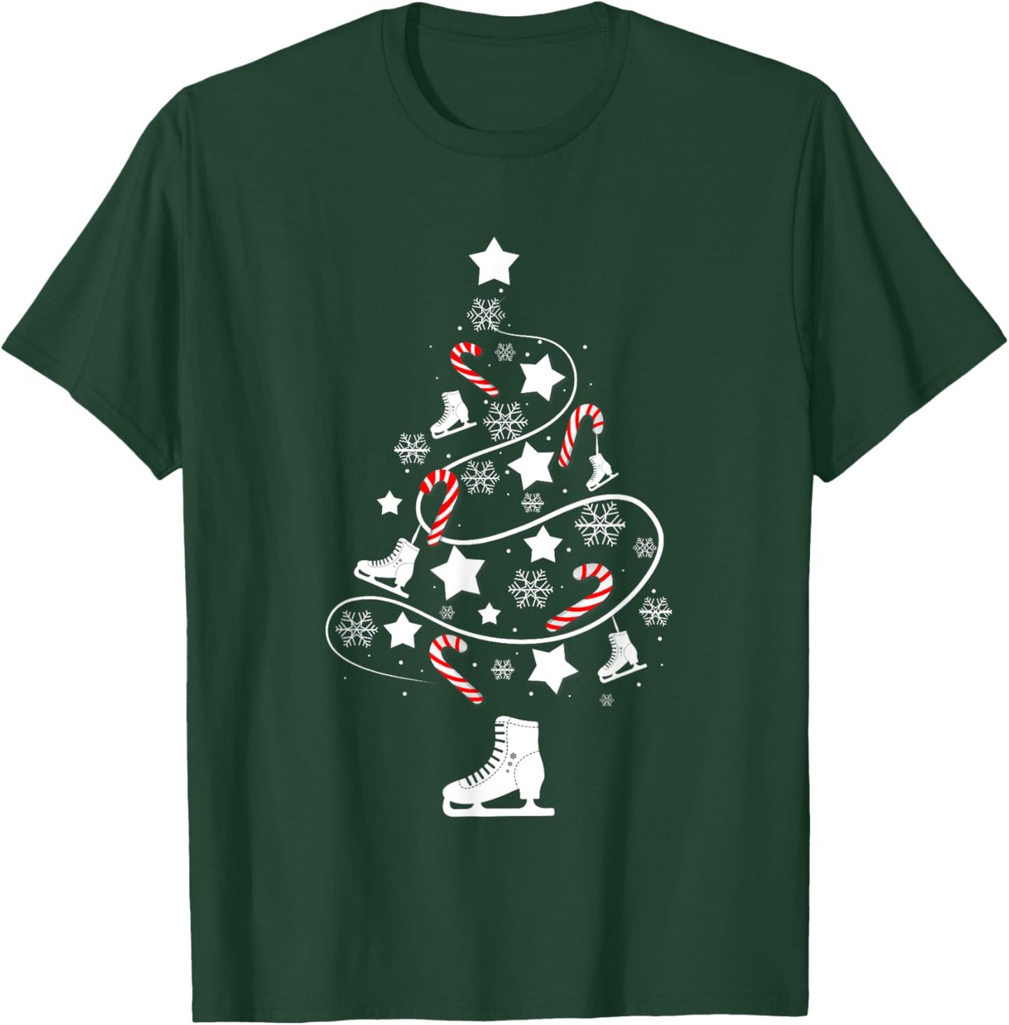 Ice Skating Christmas Tree Xmas Skaters Funny Winter Sports T-Shirt - T-Shirt | Forest