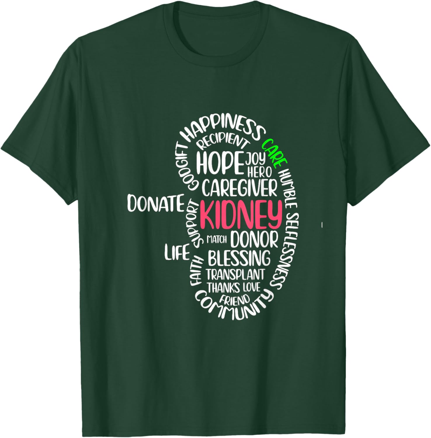Kidney Disease Awareness Month Gifts -Adults Black Cotton/Polyester Modern Round Neck Short Sleeve Small Classic Fit Imported Awareness T-Shirt - T-Shirt | Forest