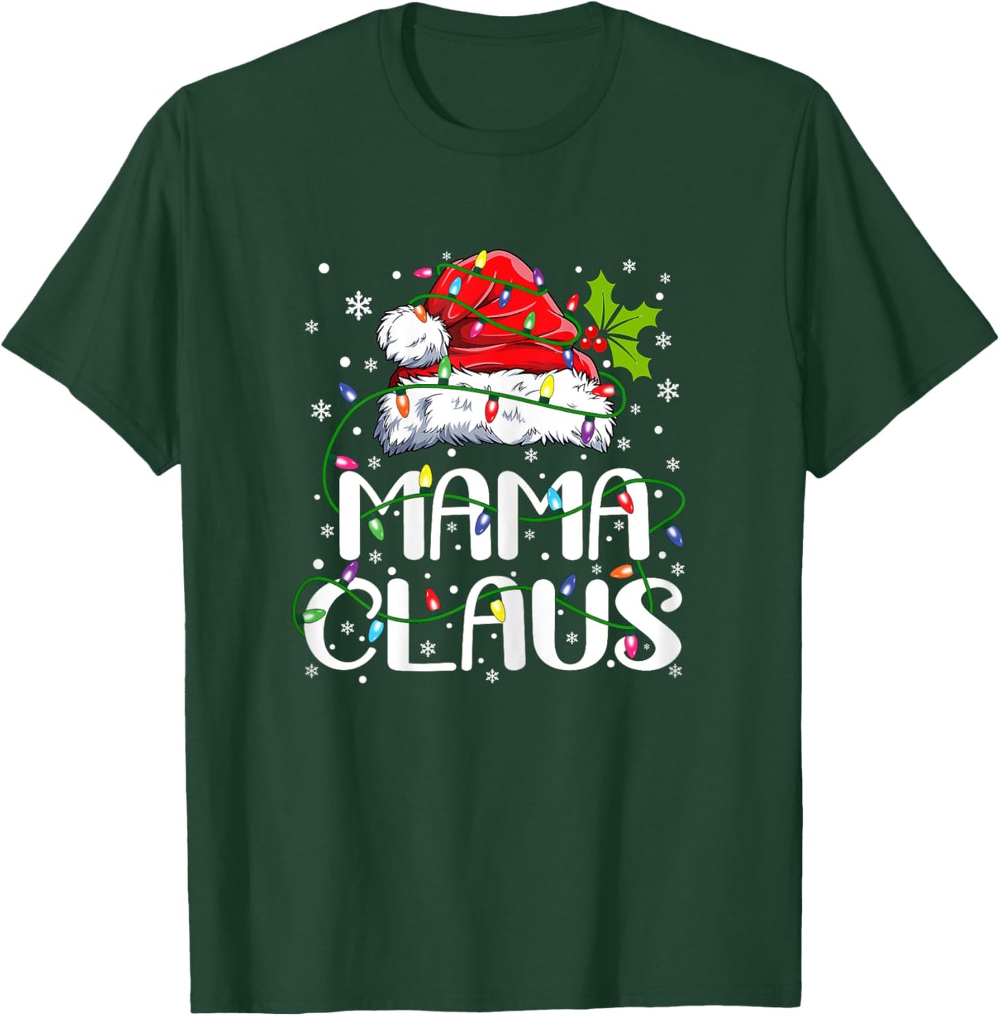 Mama Claus Shirt Christmas Lights Pajama Family Matching T-Shirt - T-Shirt | Forest