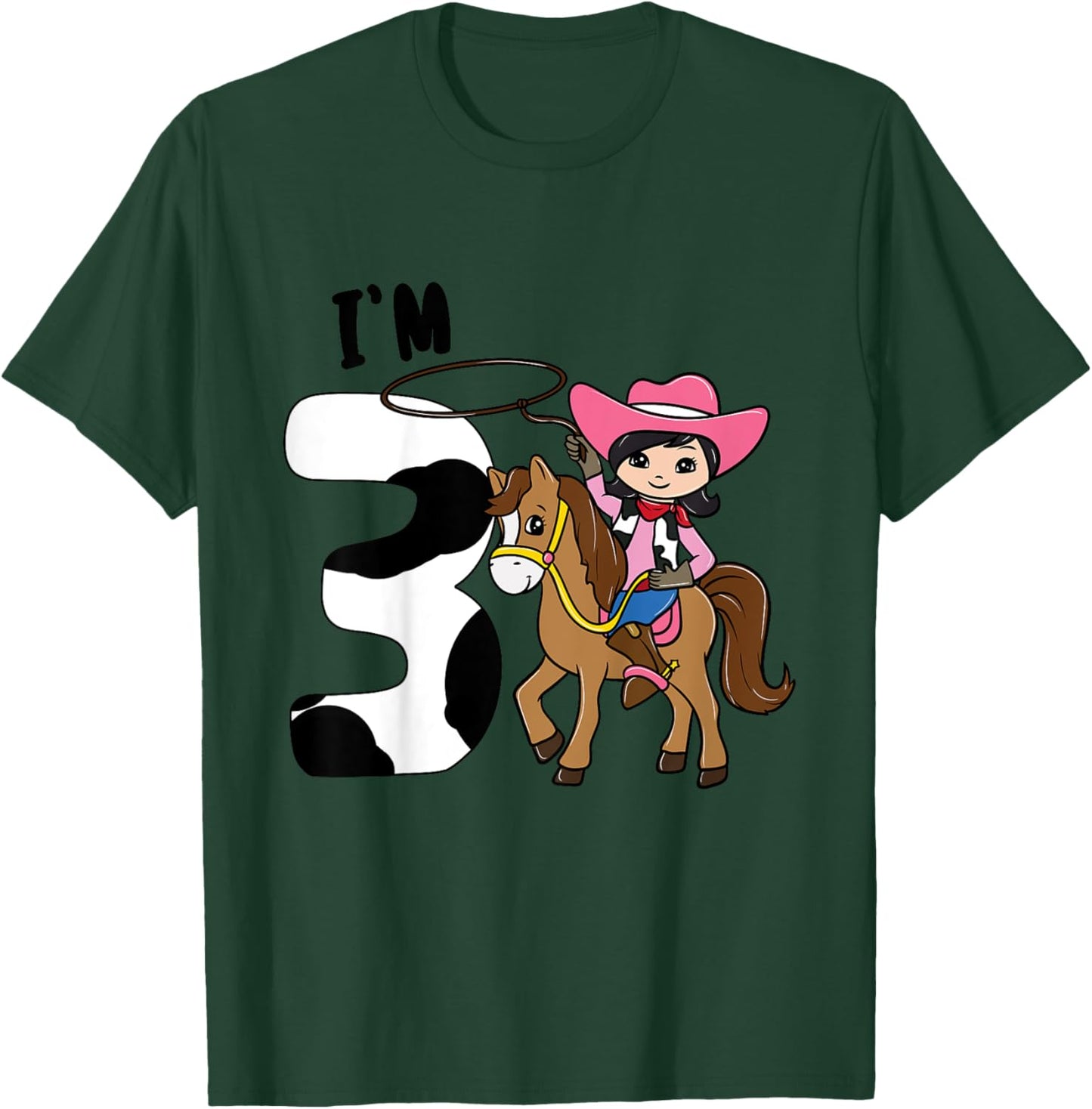 I'm 3 - Cute Horse Riding Cowgirl 3rd Birthday Girls T-Shirt - T-Shirt | Forest