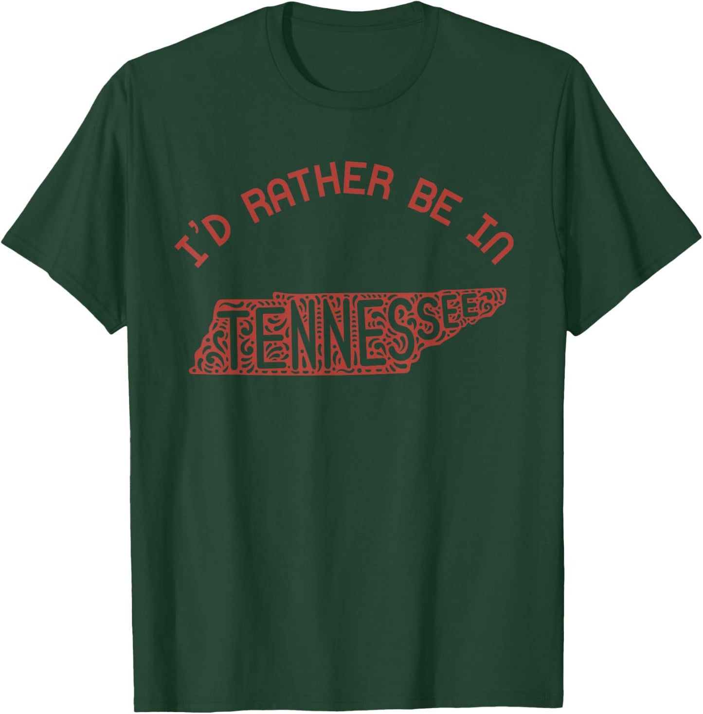 Id Rather Be in Tennessee Vintage State Heart Vacation TN T-Shirt - T-Shirt | Forest