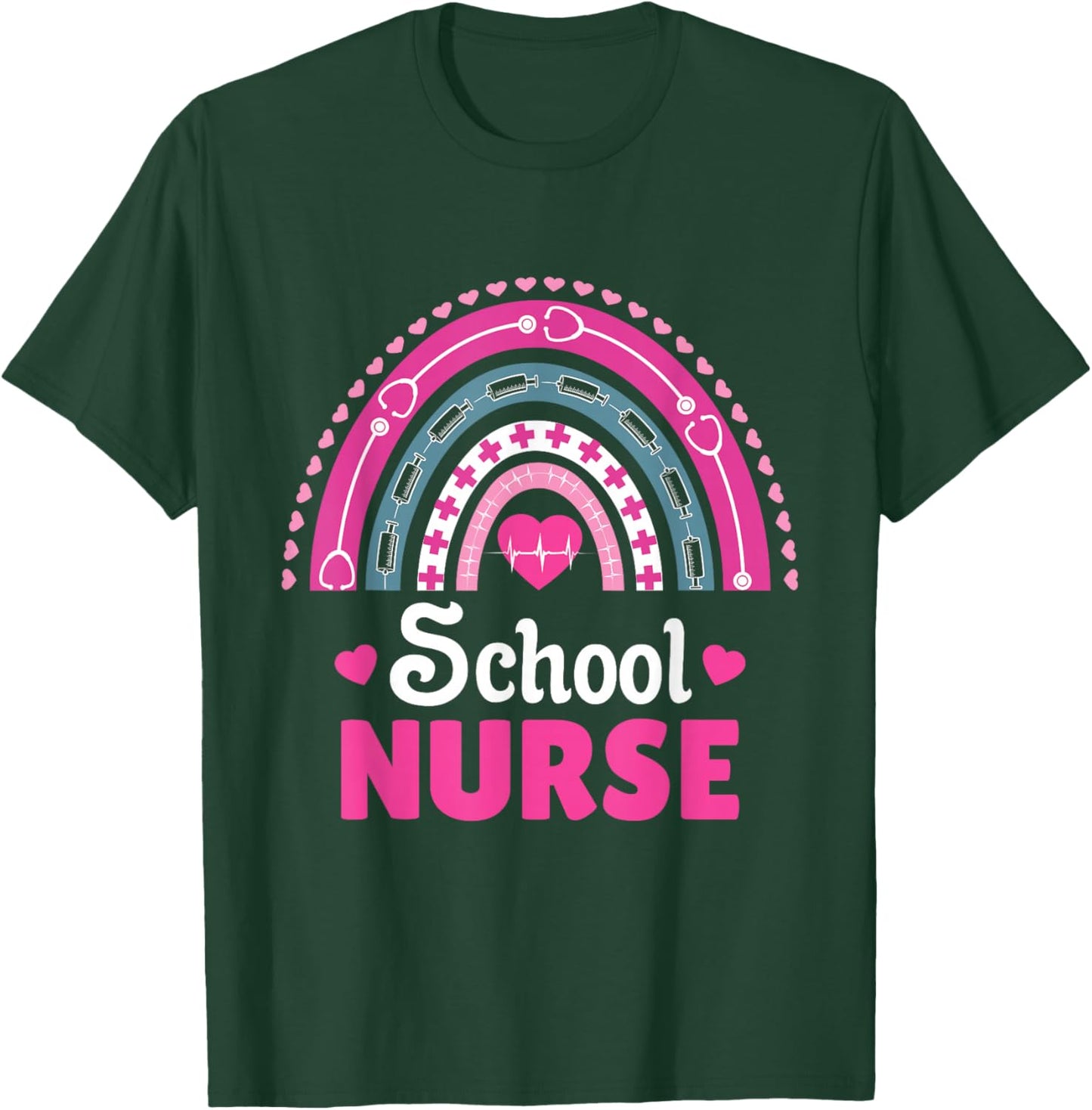 School Nurse Boho Rainbow T-Shirt - T-Shirt | Forest