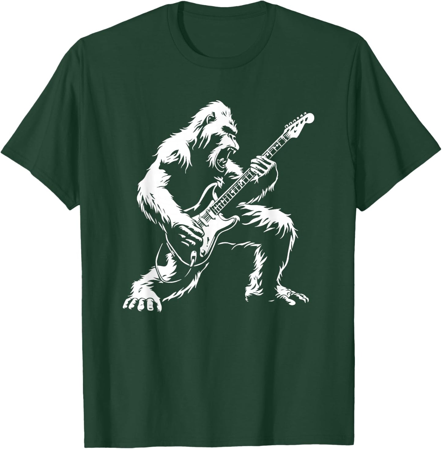 Bigfoot Playing Guitar Rock Music Band Sasquatch T-Shirt - T-Shirt | Forest