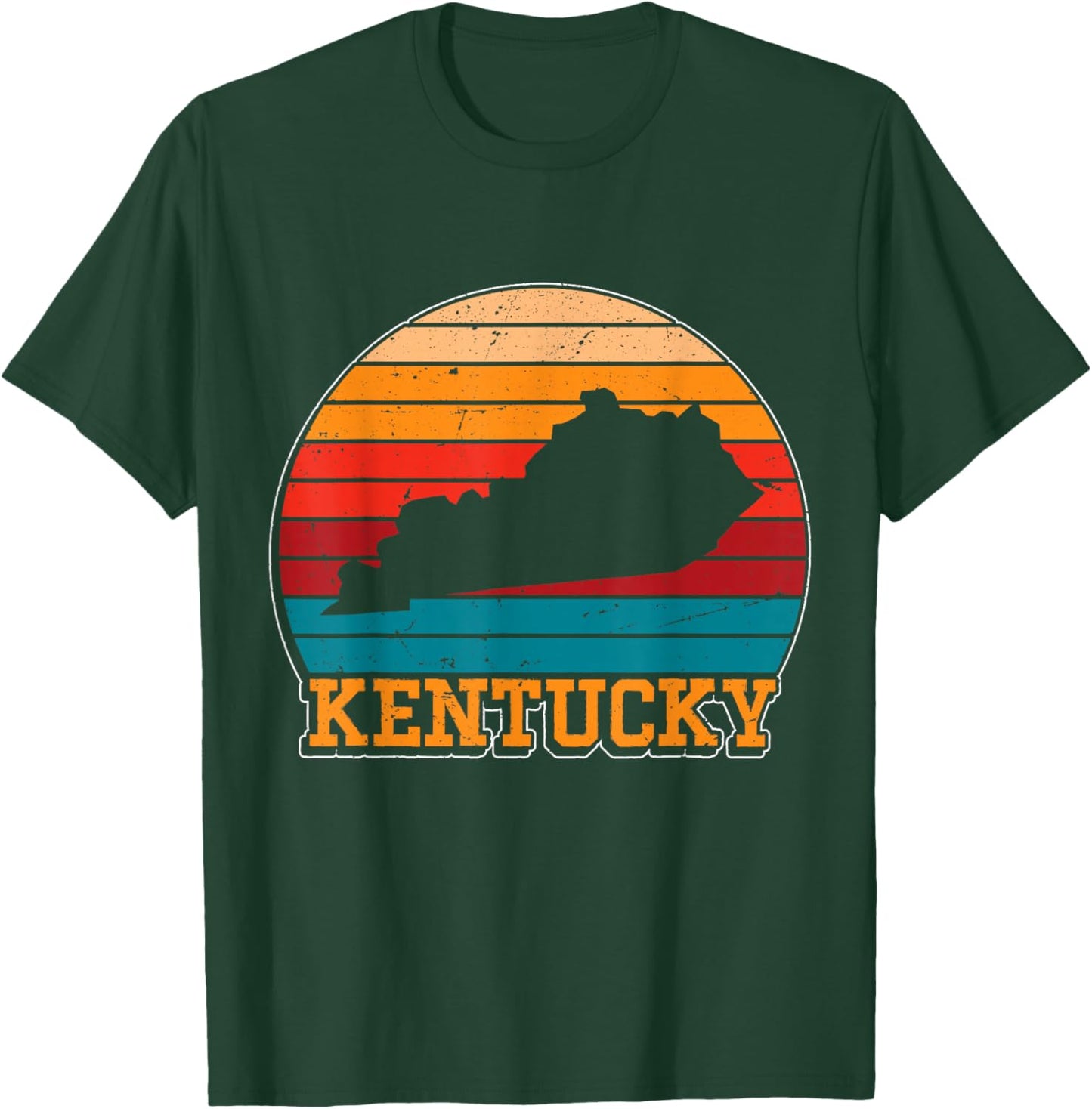 Kentucky Retro Vintage Sunset US State Kentucky Silhouette T-Shirt - T-Shirt | Forest