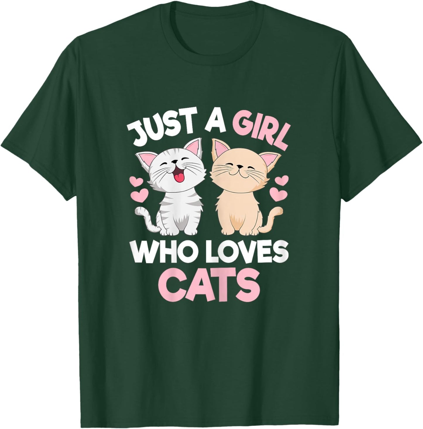 Just A Girl Who Loves Cats Cute Cat Lover Kitty Girls Kids T-Shirt - T-Shirt | Forest