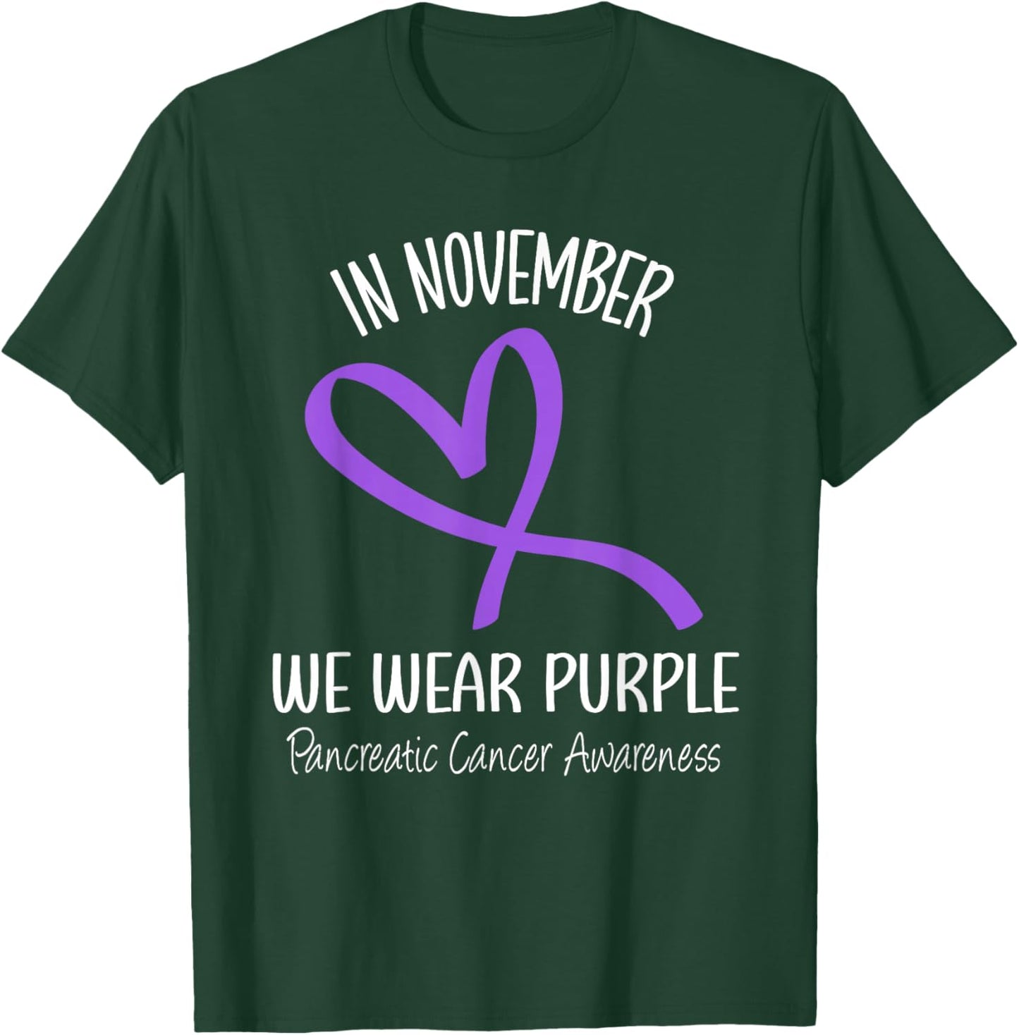 Heart In November We Wear Purple Pancreatic Cancer Awareness T-Shirt - T-Shirt | Forest