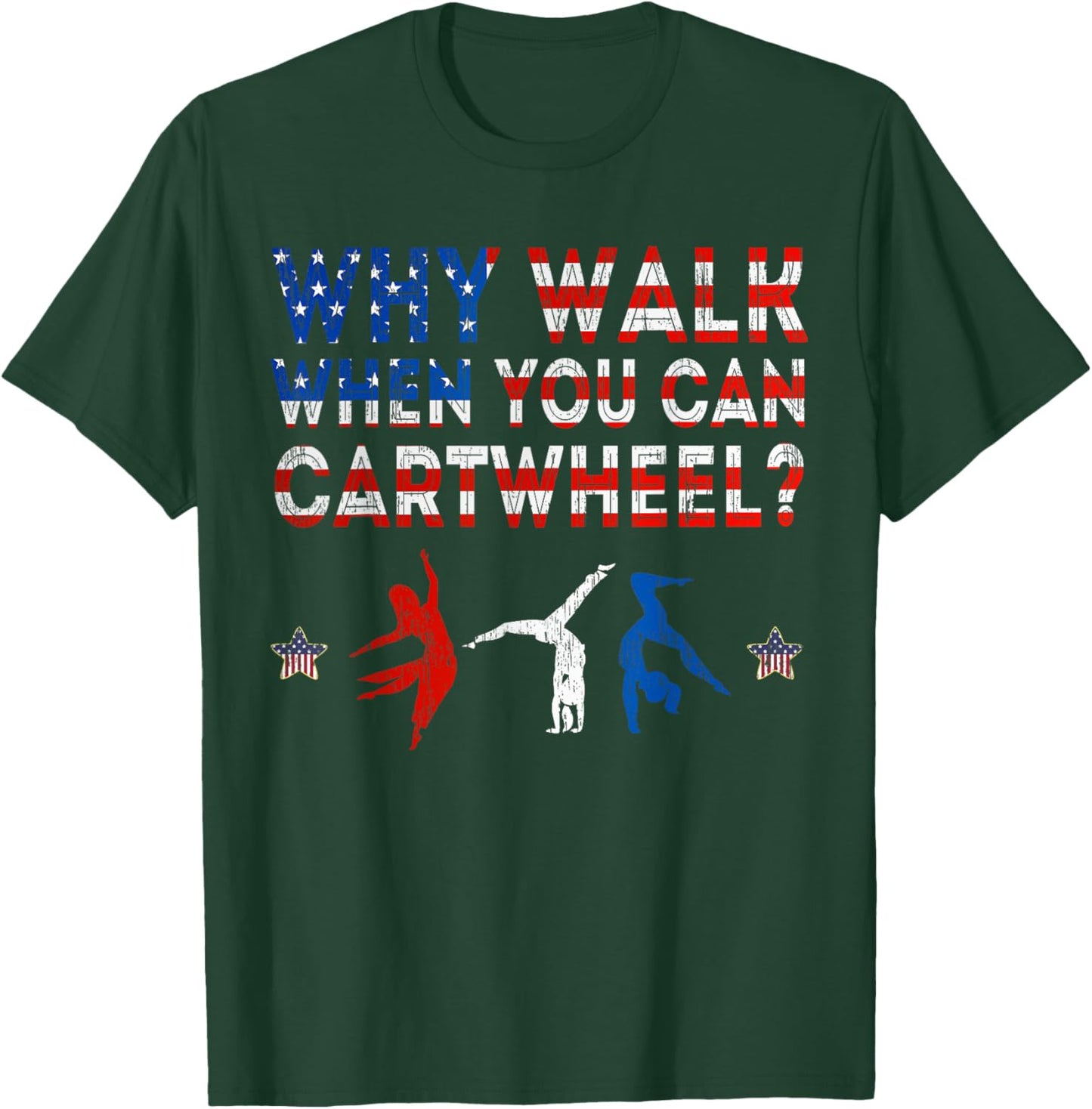 Gymnastics USA American Flag - Cartwheel Tumbling Funny Girl T-Shirt - T-Shirt | Forest