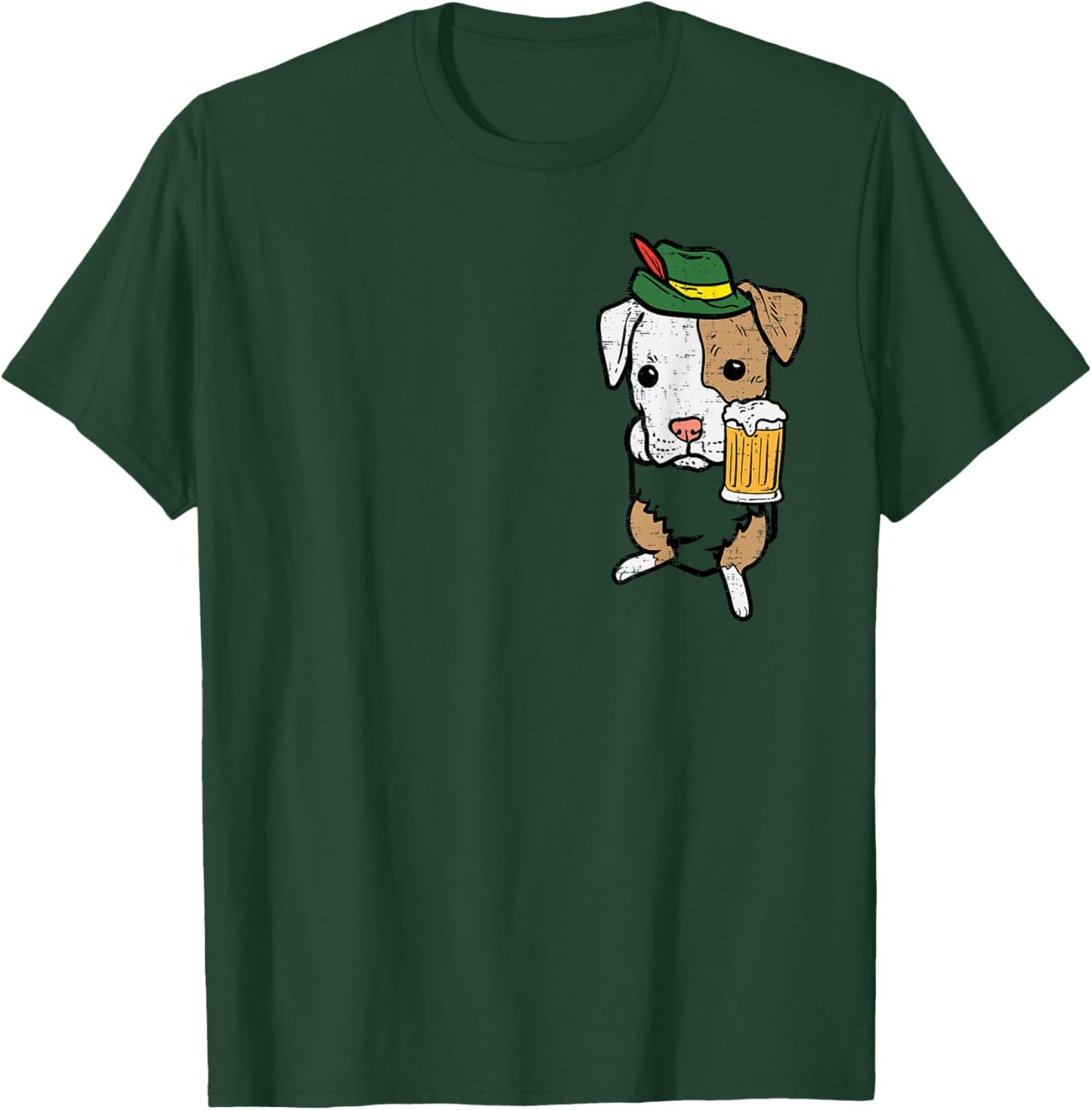 Pocket German Pitbull Oktoberfest Bavarian Pittie Dog Pit T-Shirt - T-Shirt | Forest