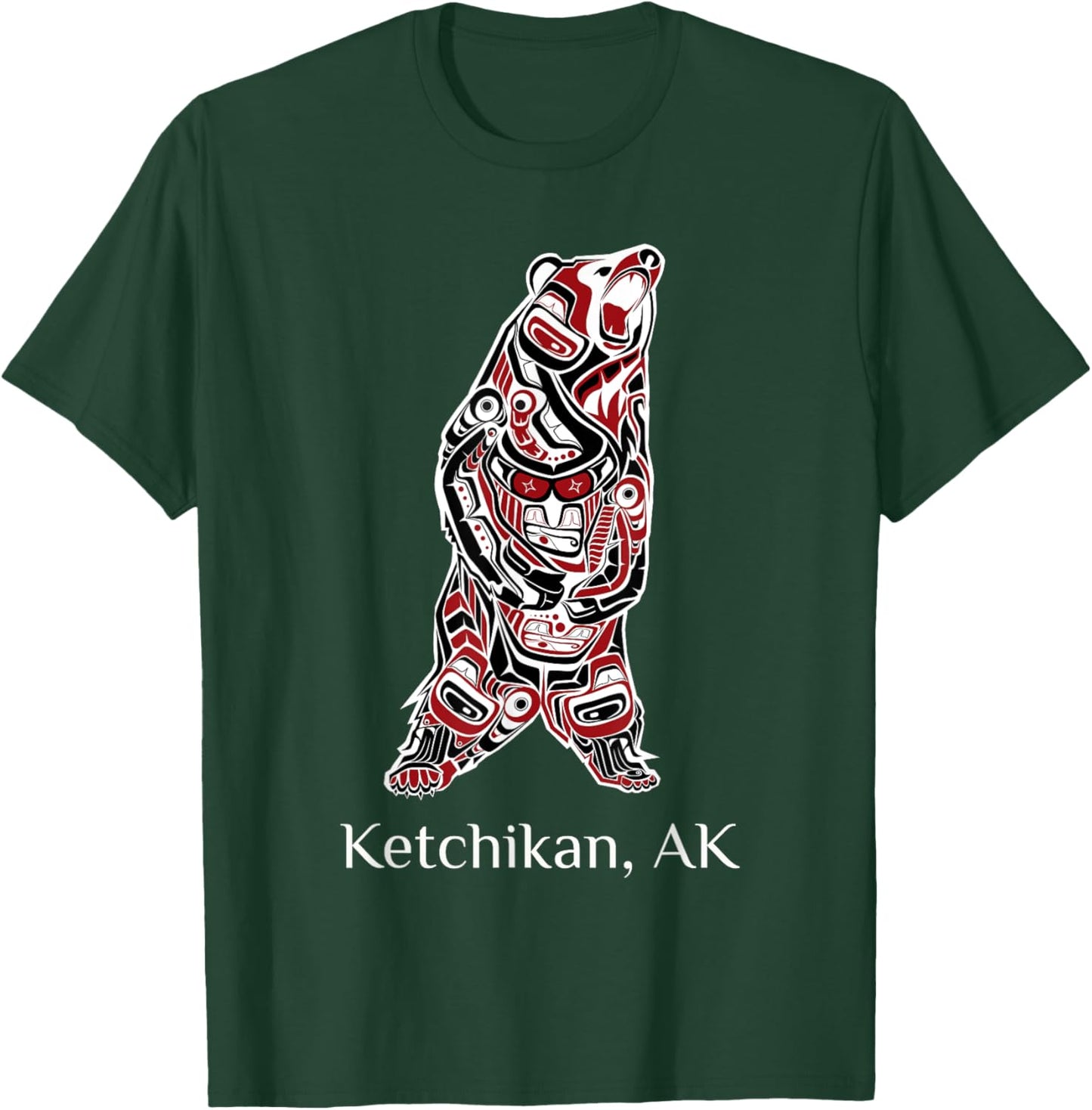 Ketchikan Alaska Native American Indian Brown Grizzly Bear T-Shirt - T-Shirt | Forest