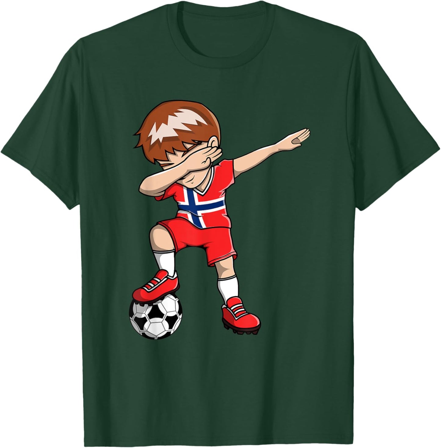 Dabbing Soccer Boy - Norway Jersey Norwegian Football Fan T-Shirt - T-Shirt | Forest