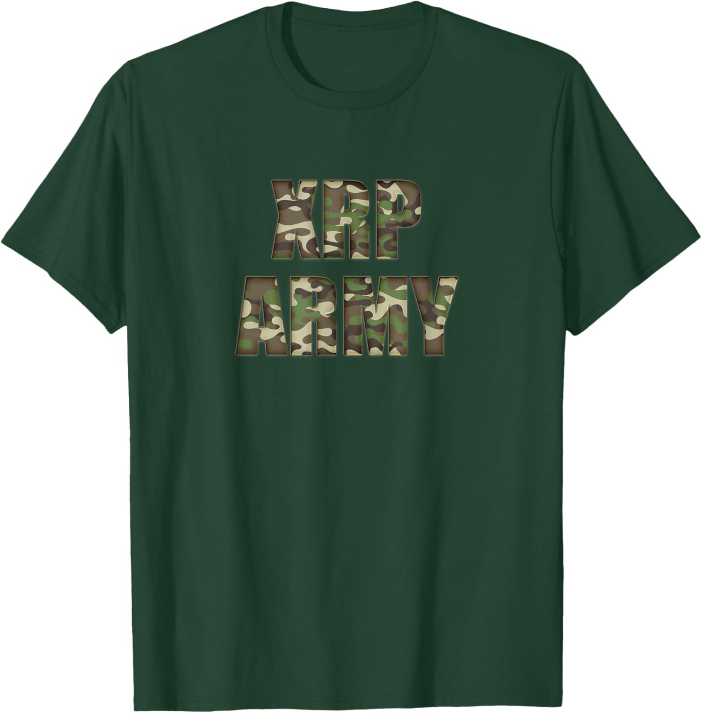 XRP Army Cryptocurrency Camouflage Text T-Shirt - T-Shirt | Forest