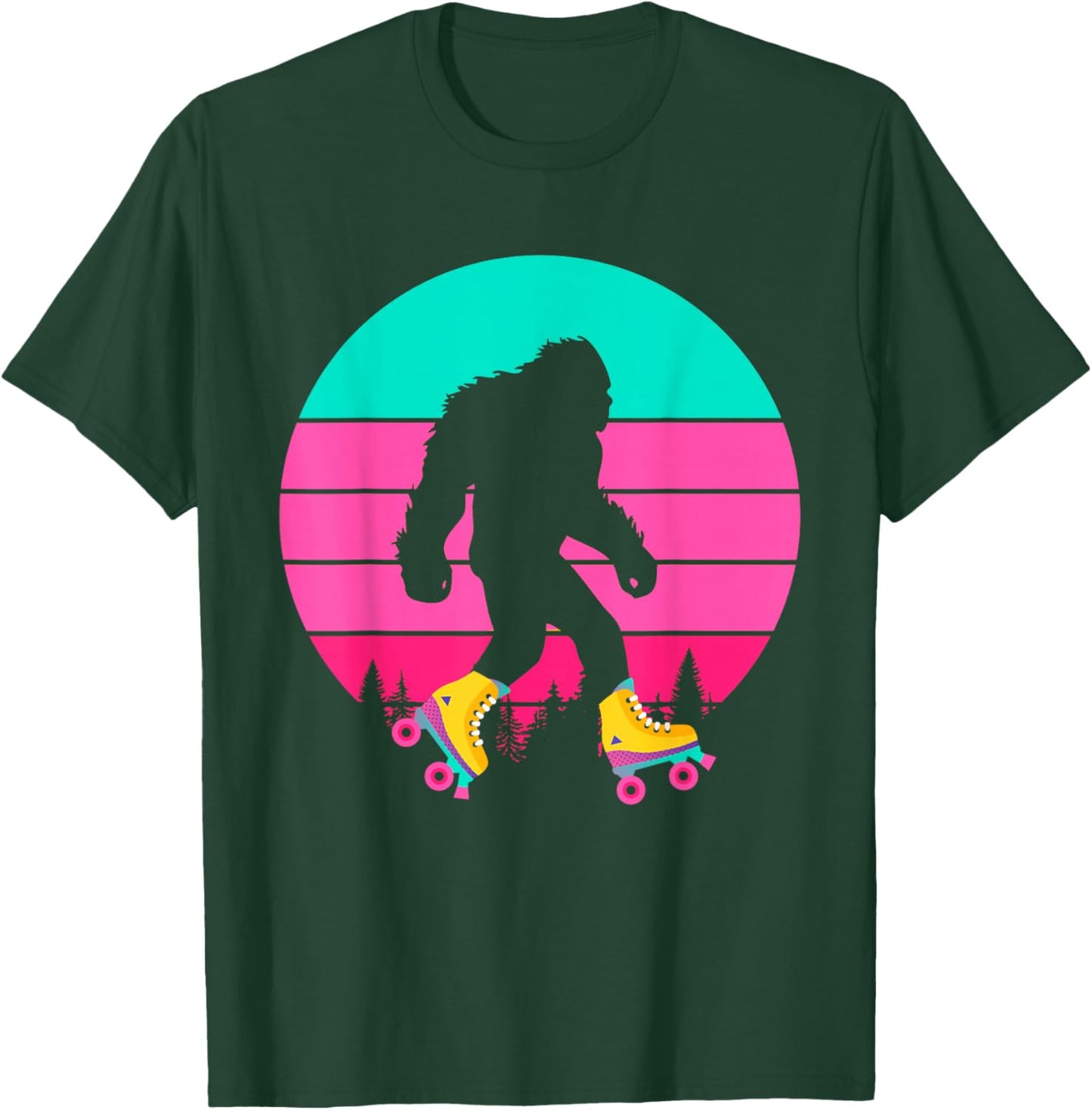 Bigfoot Roller Skates Sasquatch Yeti Rollerblade Shoes Wheel T-Shirt - T-Shirt | Forest