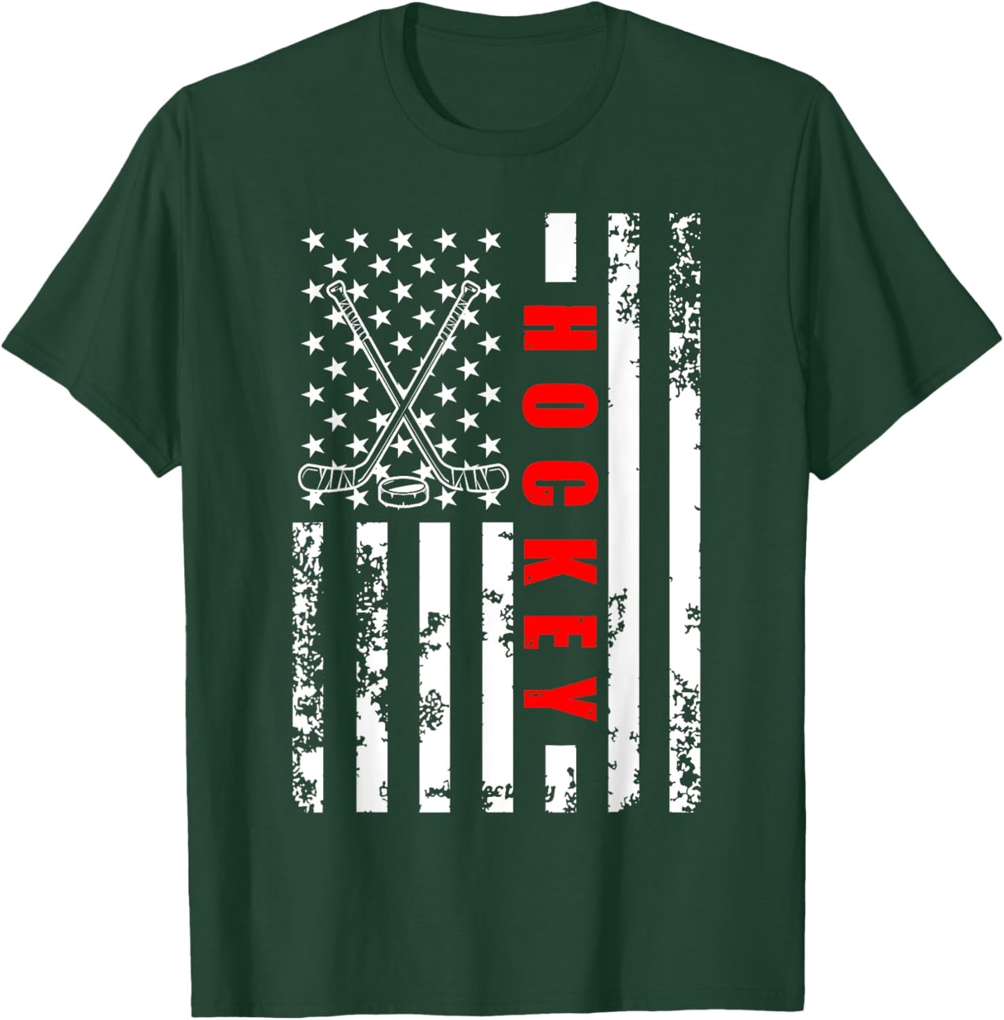 US American Flag Hockey Patriotic women kids Hockey T-Shirt - T-Shirt | Forest