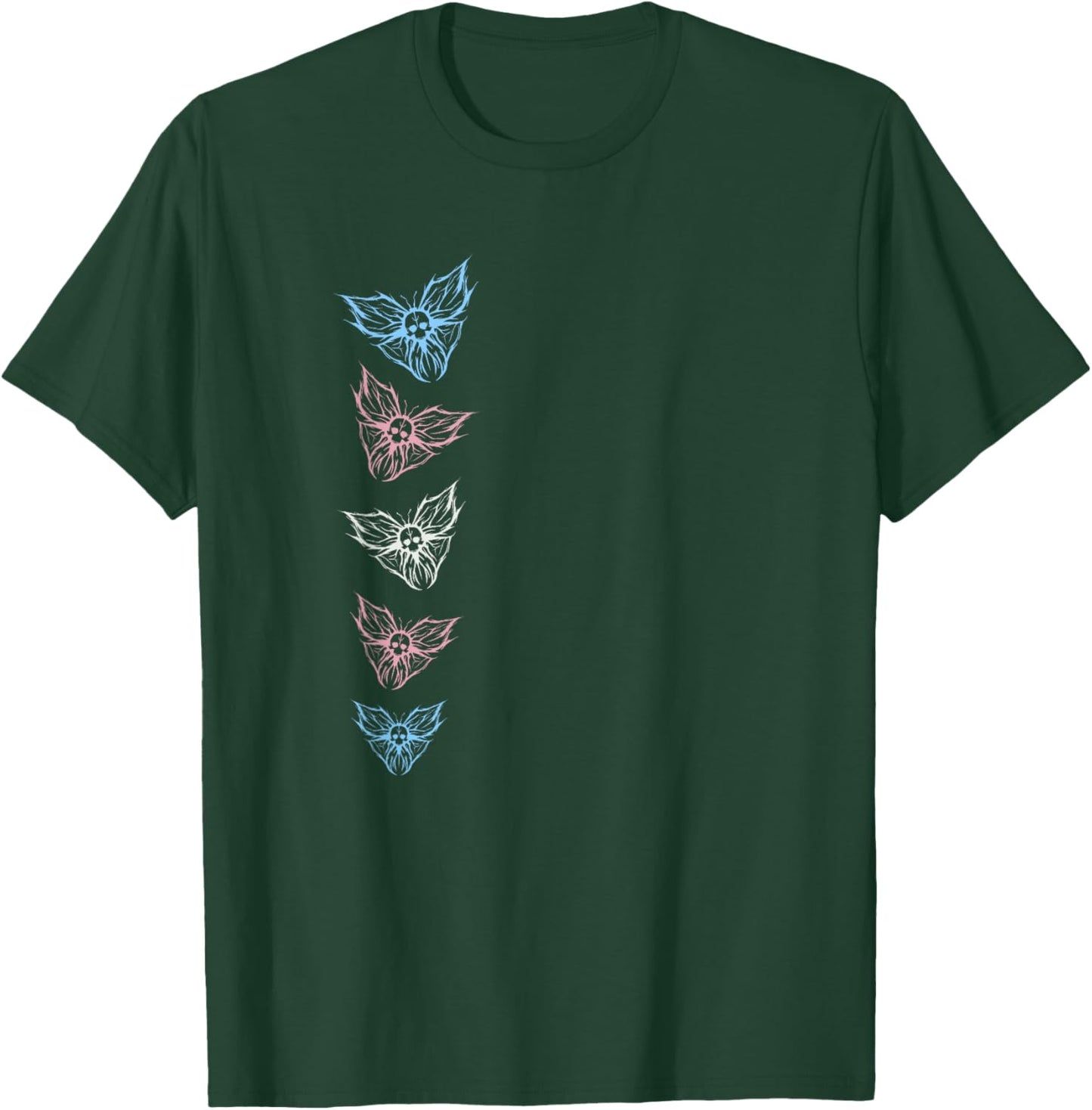 Subtle Transgender FTM MTF Goth Butterfly, Trans Pride Flag T-Shirt - T-Shirt | Forest