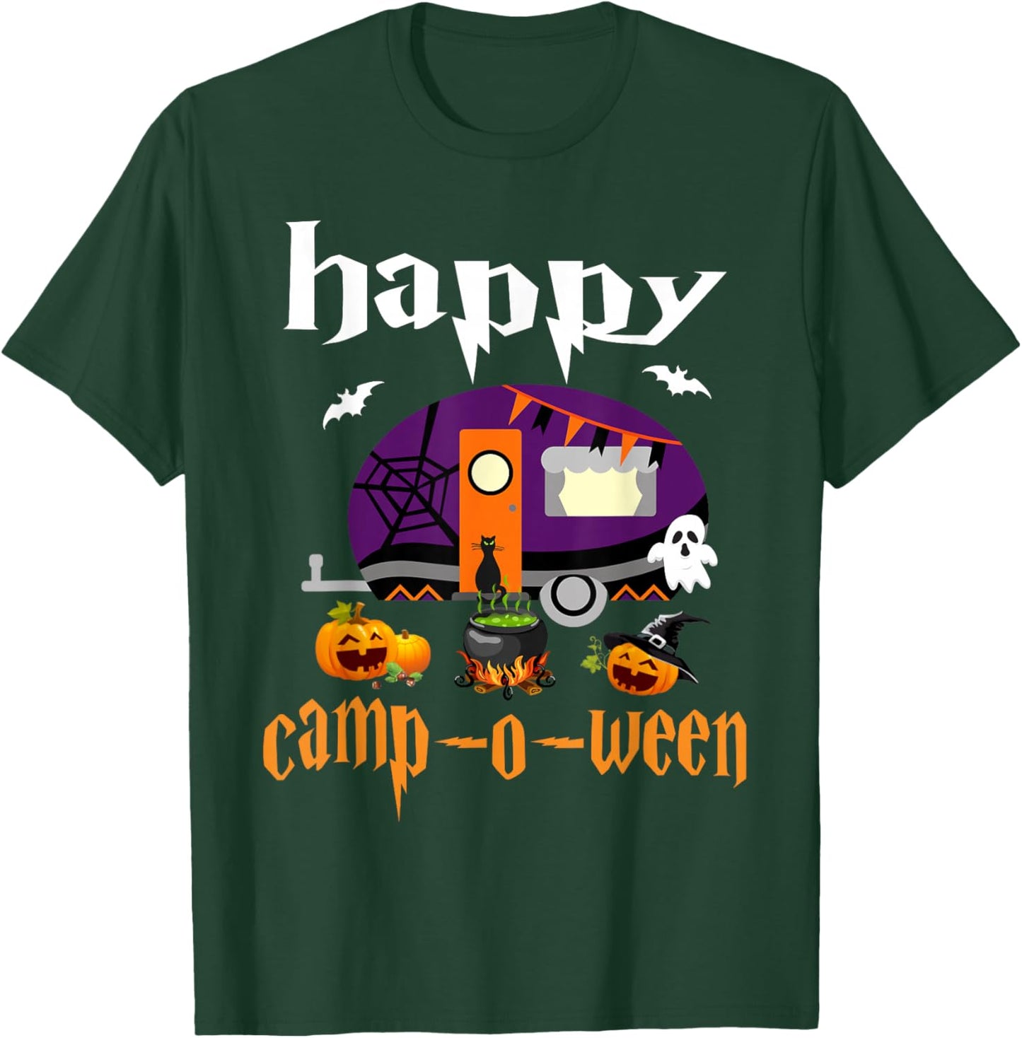 Happy Camp-O-Ween Halloween Camping Camper T-Shirt - T-Shirt | Forest
