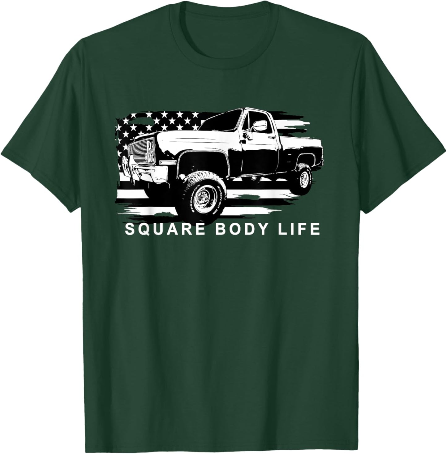 Squarebody Truck American Flag Square Body T-Shirt - T-Shirt | Forest