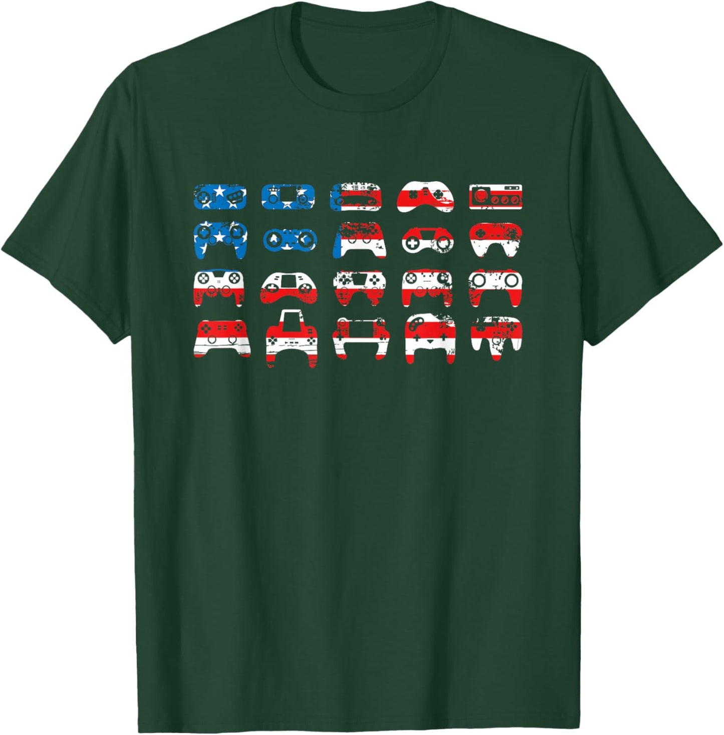 American Flag Gamer July 4th Video Games USA Patriotic Pride T-Shirt - T-Shirt | Forest