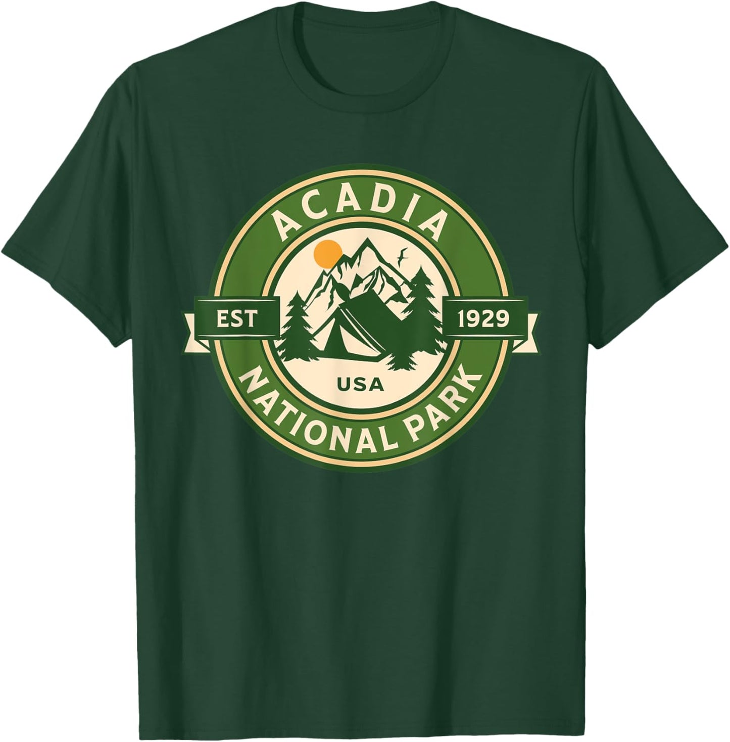 Acadia National Park Maine Hike Camp Outdoors Retro T-Shirt - T-Shirt | Forest
