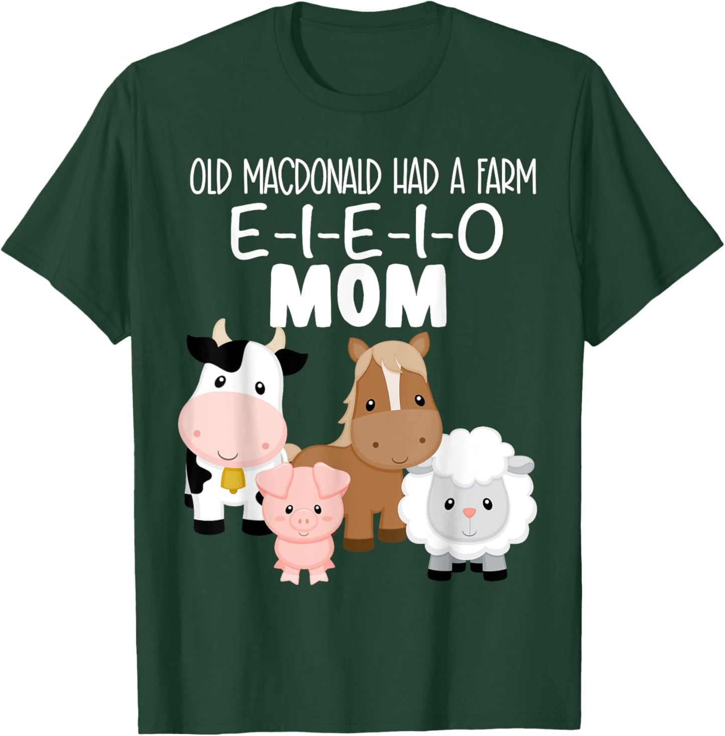 Mom Birthday Old MacDonald Farm Theme Birthday Farm Animals T-Shirt - T-Shirt | Forest