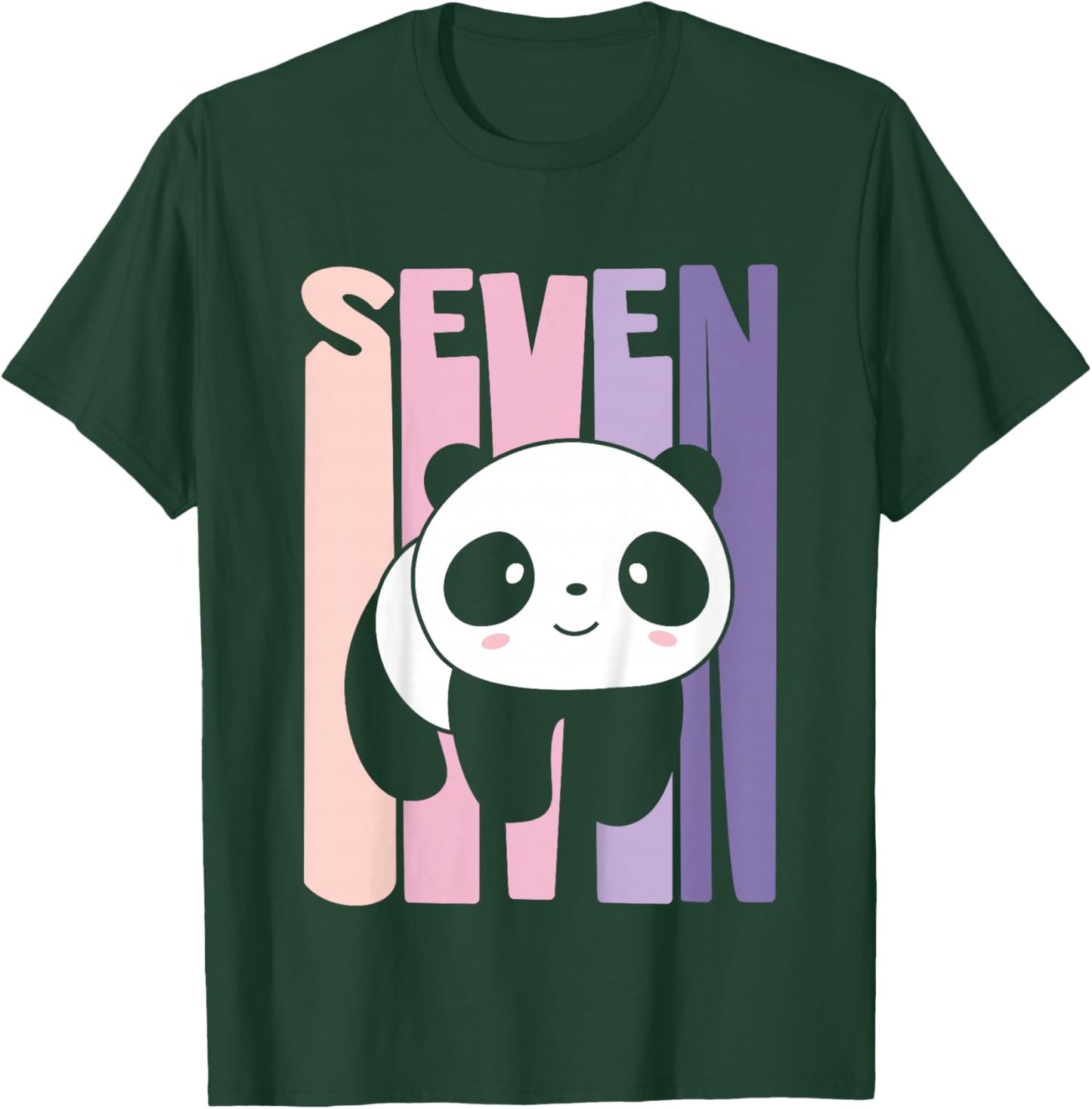 7 Year Old Cute Panda Birthday Girl 7th B-day T-Shirt - T-Shirt | Forest