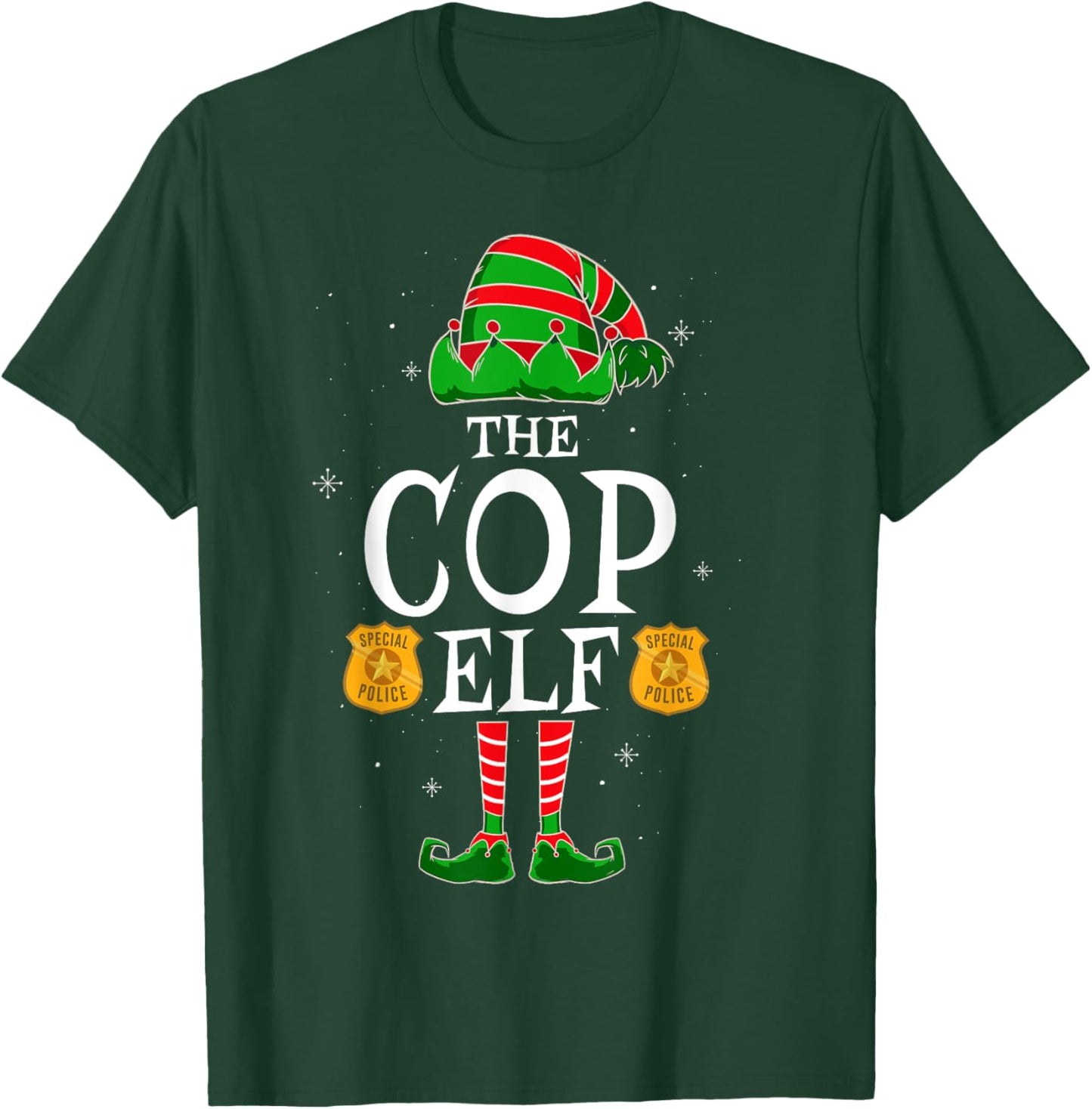 The Cop Elf Group Matching Family Christmas Police Officer T-Shirt - T-Shirt | Forest