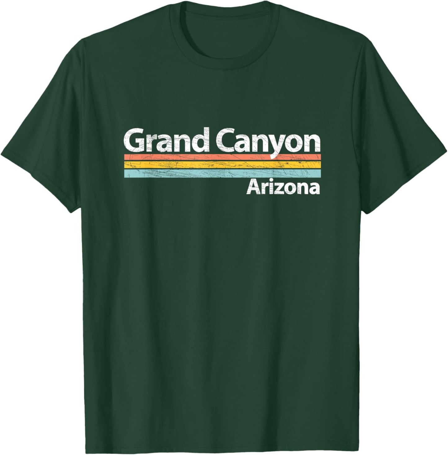 Grand Canyon - Arizona - Worn Design - Retro Stripes Classic T-Shirt - T-Shirt | Forest