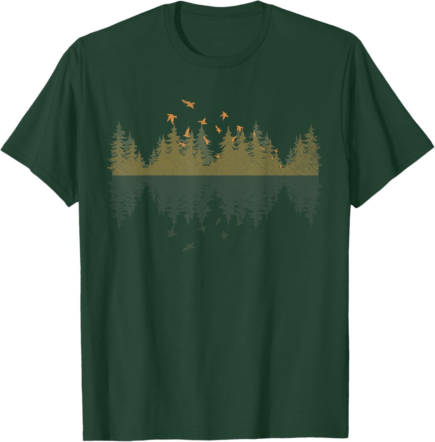 Bird Outdoors Forest Nature Trees Wildlife Reflection Forest T-Shirt - T-Shirt | Forest