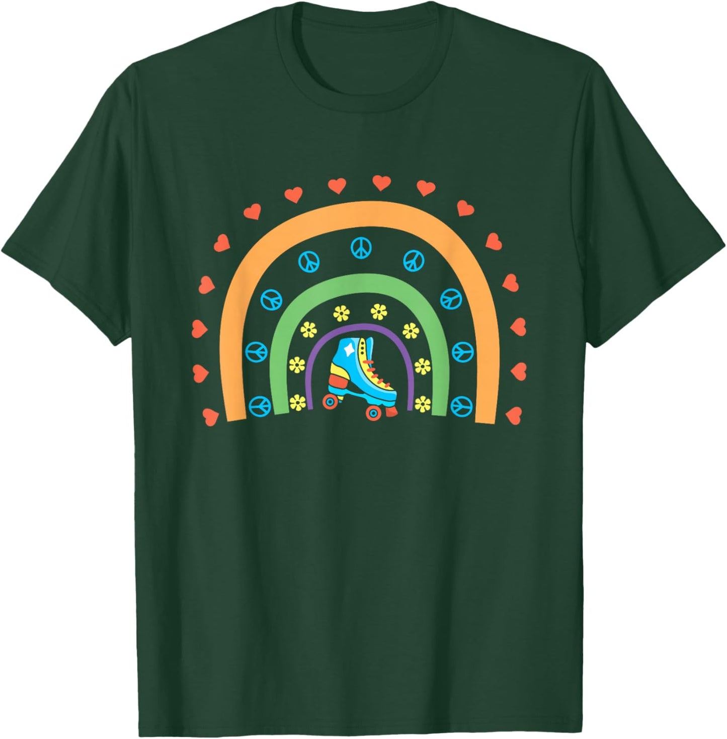 Cool Roller Skating Skate Girl Rainbow T-Shirt - T-Shirt | Forest