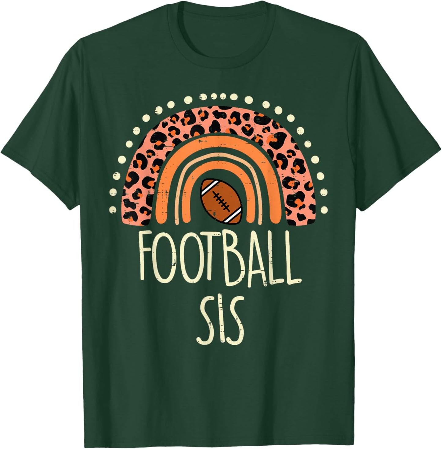 Leopard Rainbow American Football Sis Family Matching Sister T-Shirt - T-Shirt | Forest