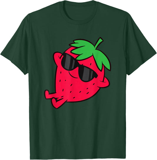 Cute Strawberry Fruit Relaxing Lazy Strawberry T-Shirt - T-Shirt | Forest