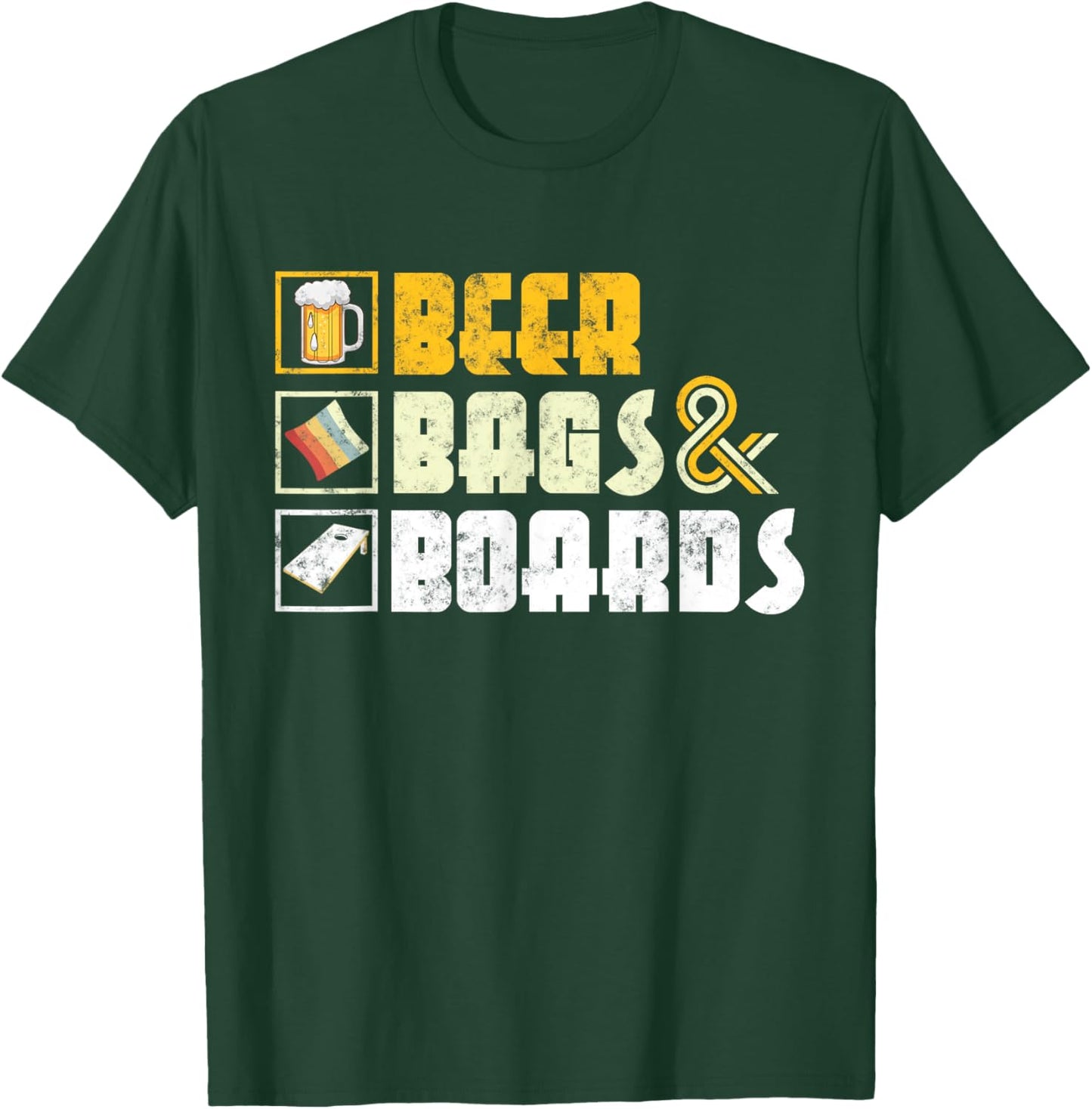 Beer Bags and Boards Funny sarcastic Cornhole outdoor game T-Shirt - T-Shirt | Forest