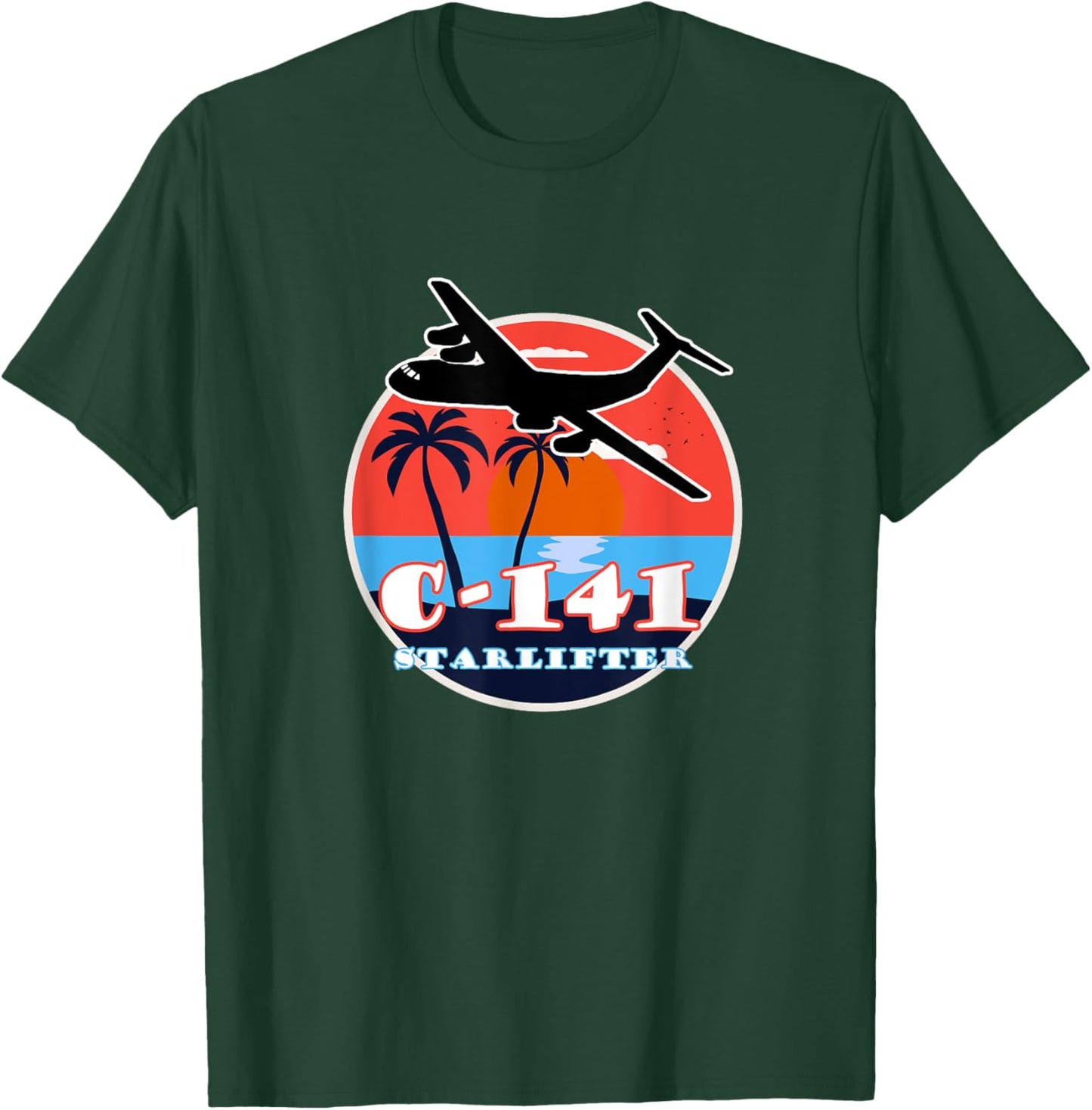 C-141 Vintage Tropical Sunset Cargo Aviation T-Shirt - T-Shirt | Forest