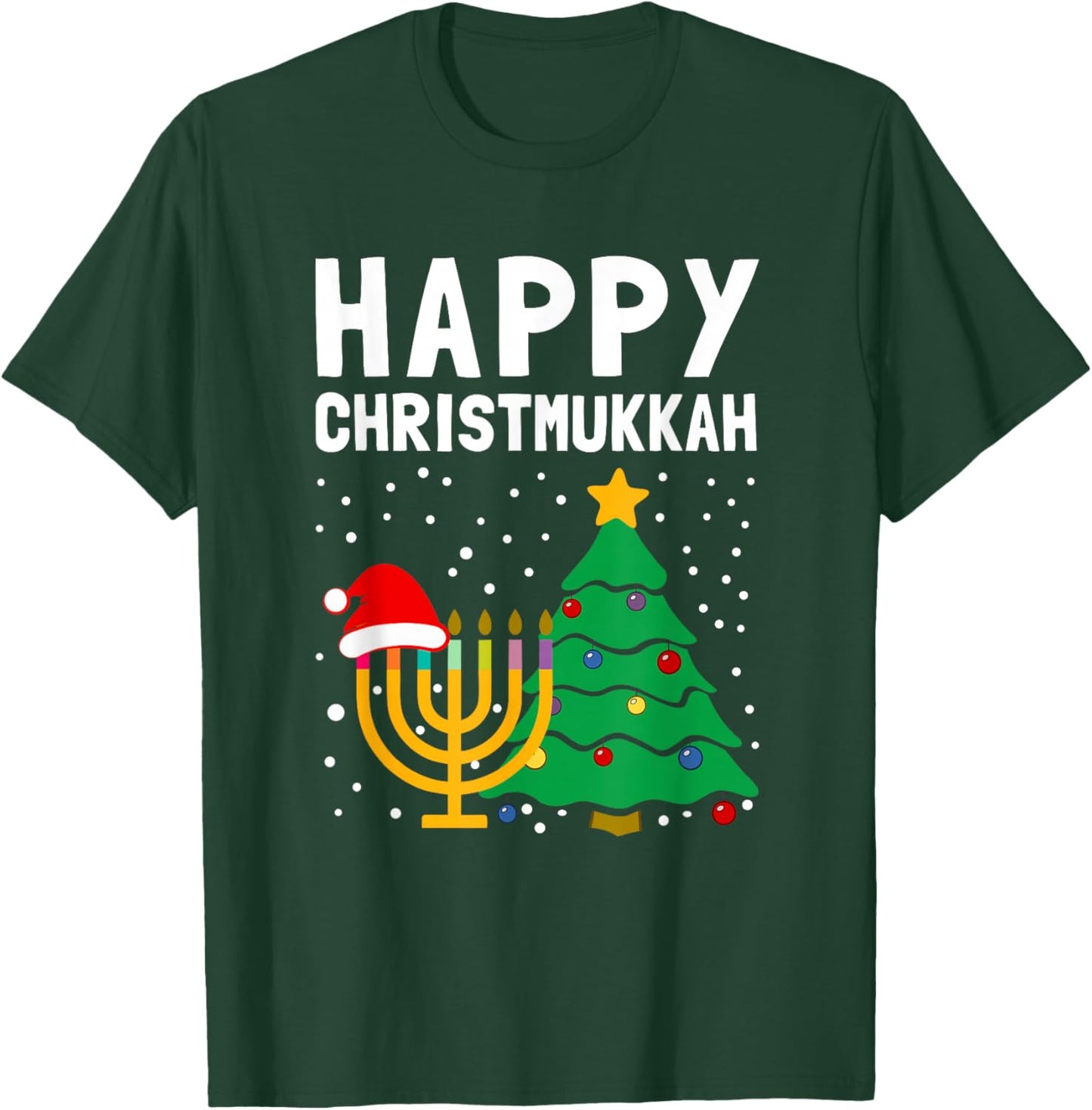 Happy Christmukkah Jewish Christmas Hanukkah Chanukah Gift T-Shirt - T-Shirt | Forest
