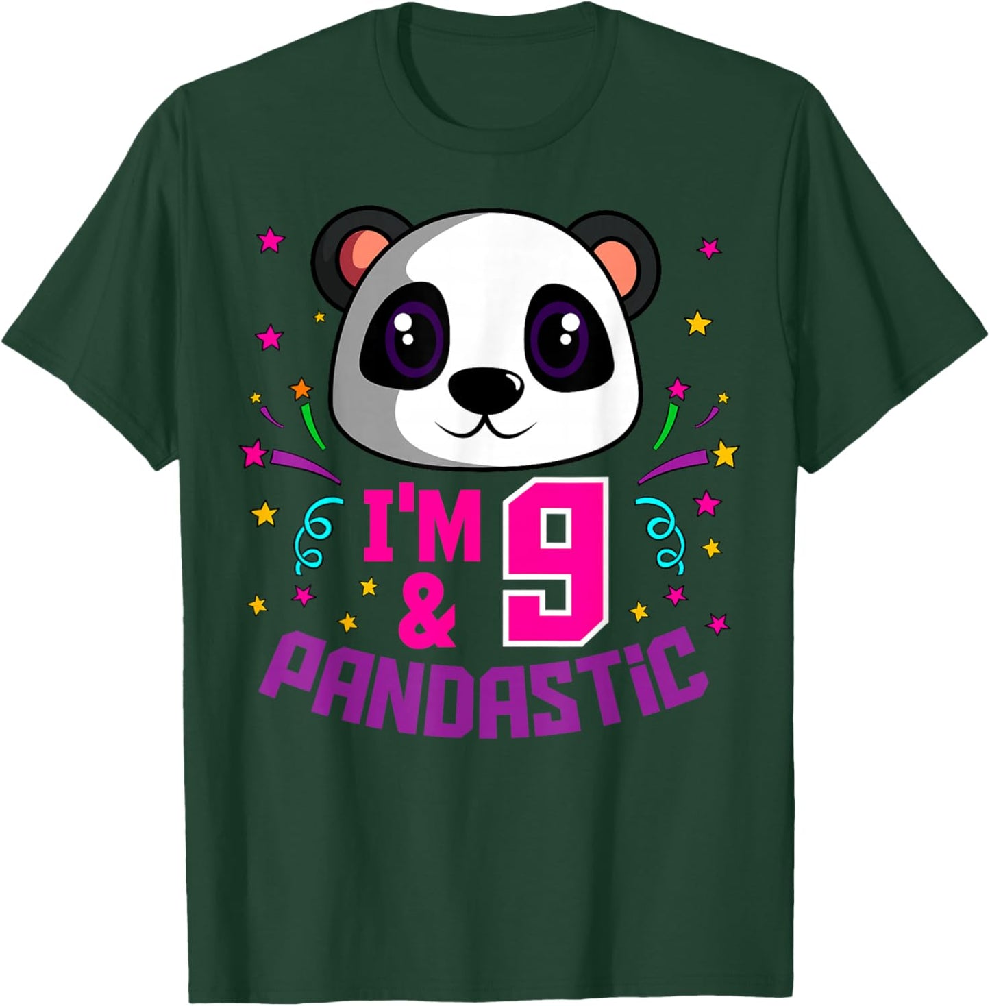 I'm 9 & Pandastic Birthday Party Panda Bday Celebration T-Shirt - T-Shirt | Forest