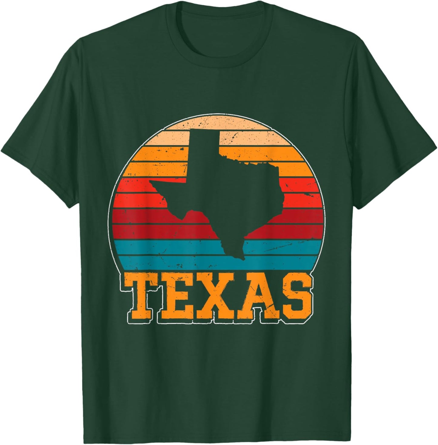 Texas Retro Vintage Sunset US State Texas Silhouette T-Shirt - T-Shirt | Forest
