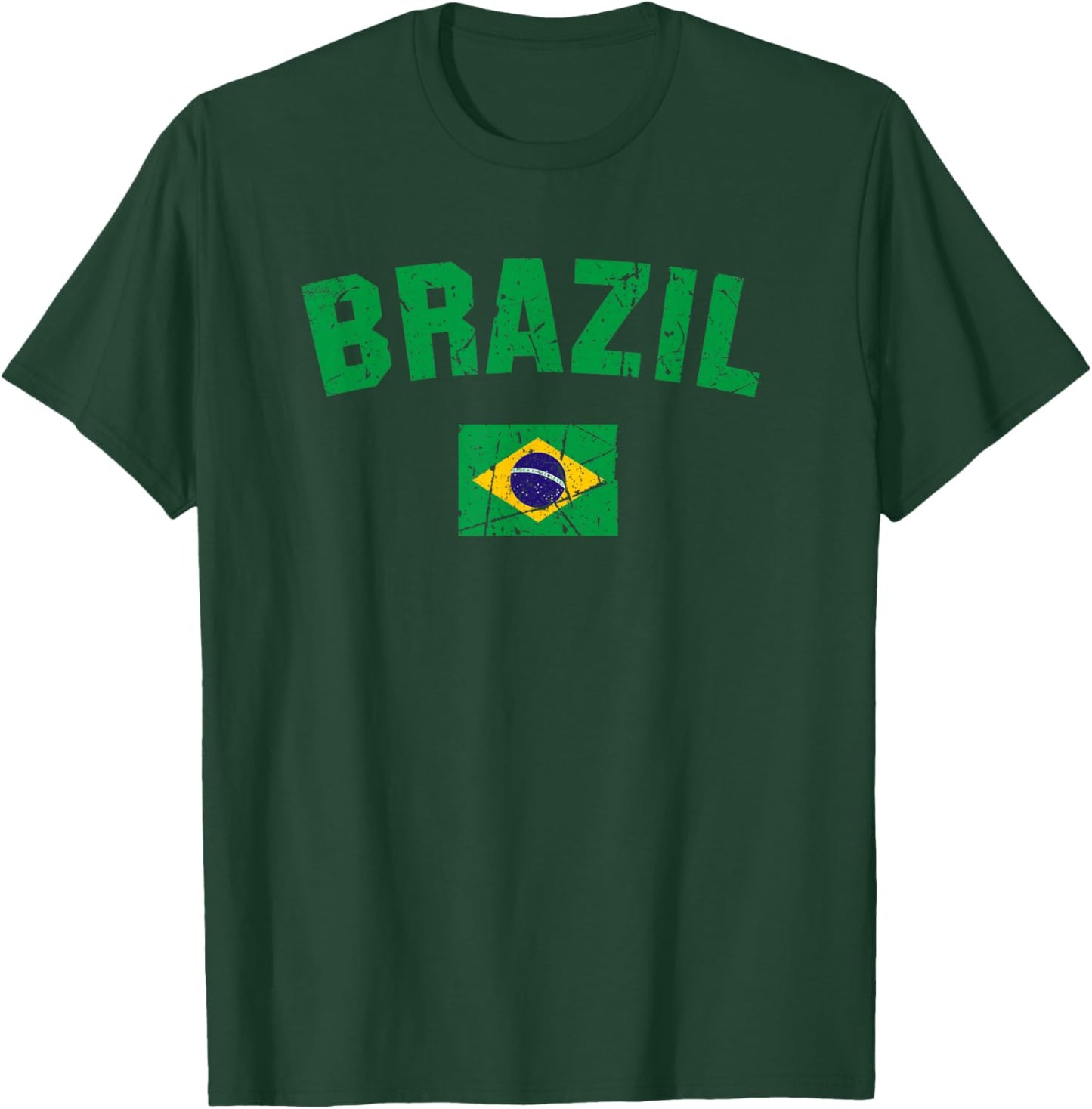 BRAZIL BRASIL Flag Vintage | Men Women Kids BRAZIL T-Shirt - T-Shirt | Forest
