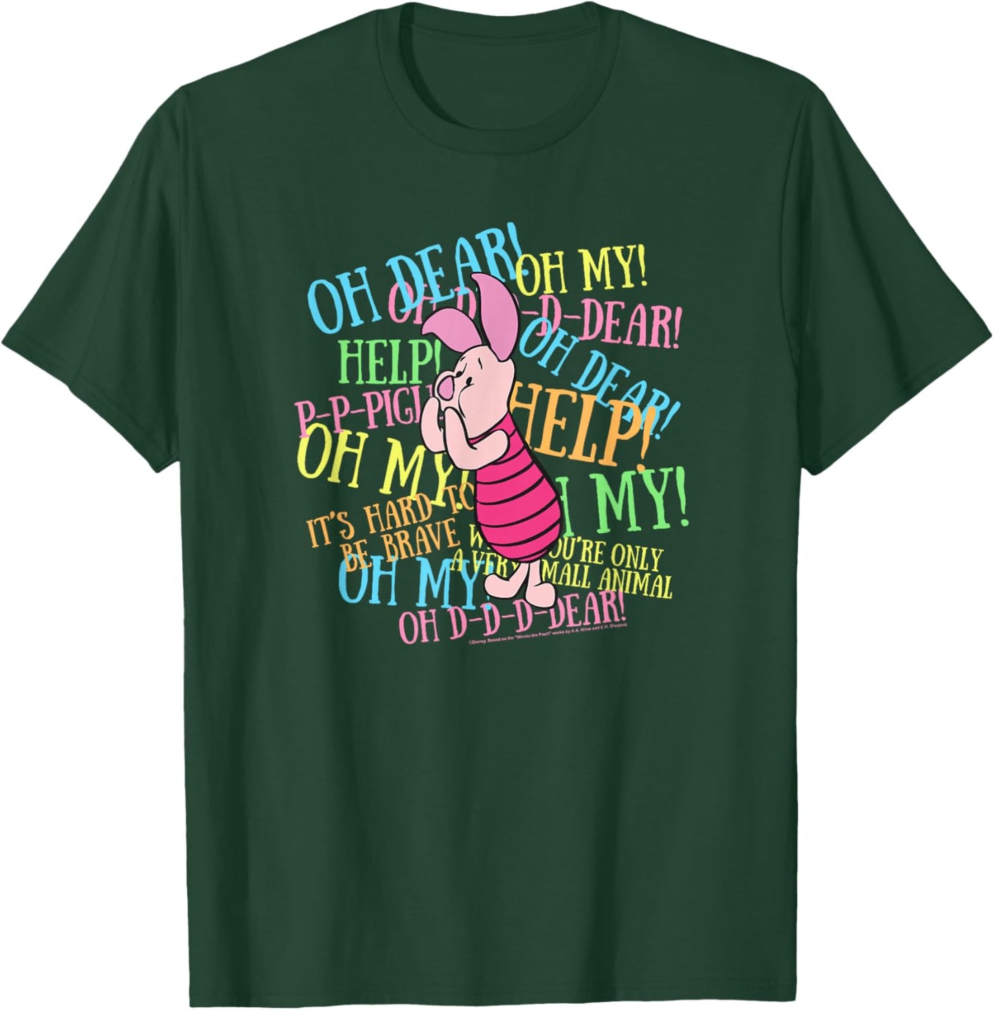Disney Winnie The Pooh Piglet Scared Quotes T-Shirt - T-Shirt | Forest