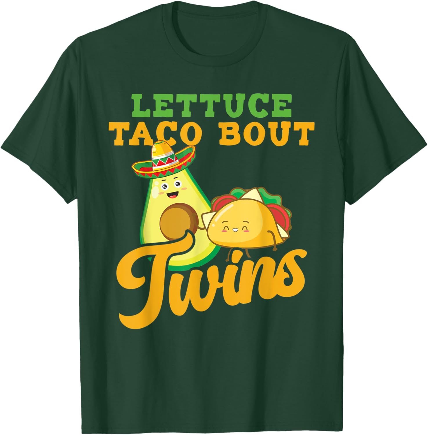 Baby Announcement - Lettuce Taco Bout A Twins T-Shirt - T-Shirt | Forest