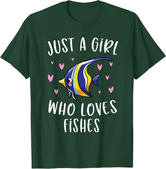 Cute Fishing Shirt For Girls Just A Girl Who Loves Fishes T-Shirt - T-Shirt | Forest