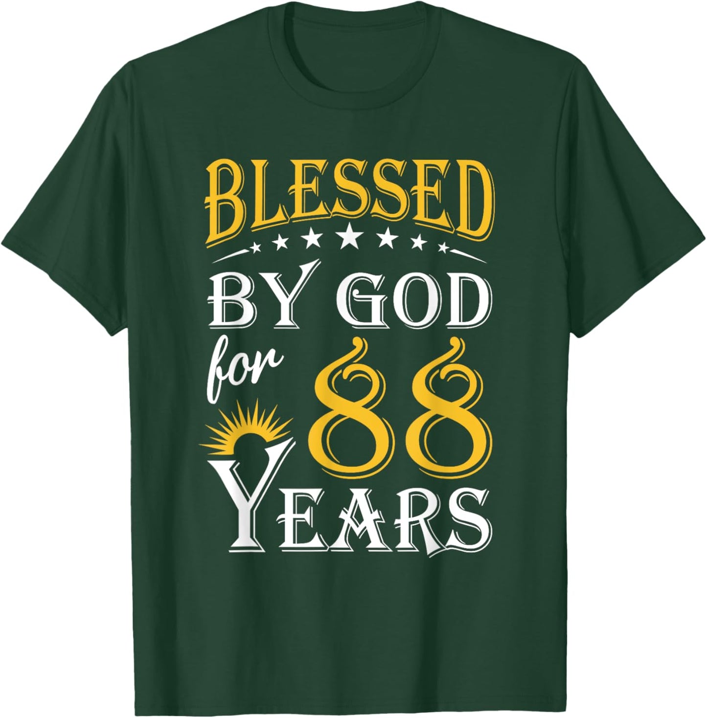 Vintage Blessed by God for 88 years Happy 88th Birthday T-Shirt - T-Shirt | Forest