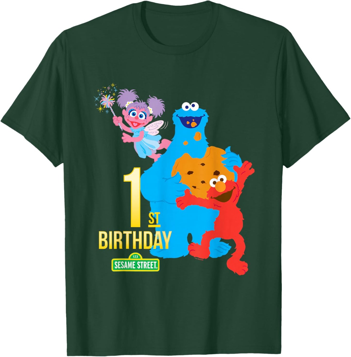 Sesame Street 1st Birthday Black Classic Fit T-Shirt - T-Shirt | Forest