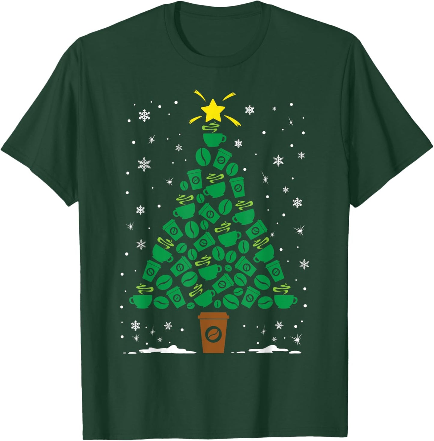 Coffee Caffeine Lover Holiday Family Matching Christmas Tree T-Shirt - T-Shirt | Forest
