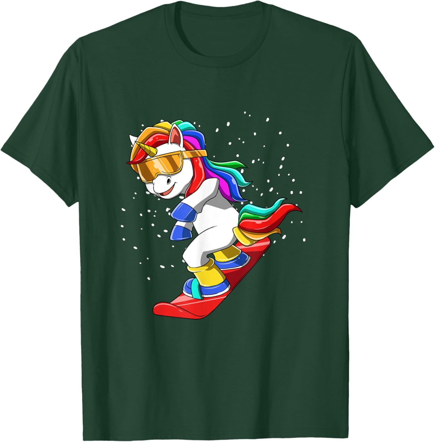 Unicorn on Snowboard - Funny Ski and Wintersports T-Shirt - T-Shirt | Forest