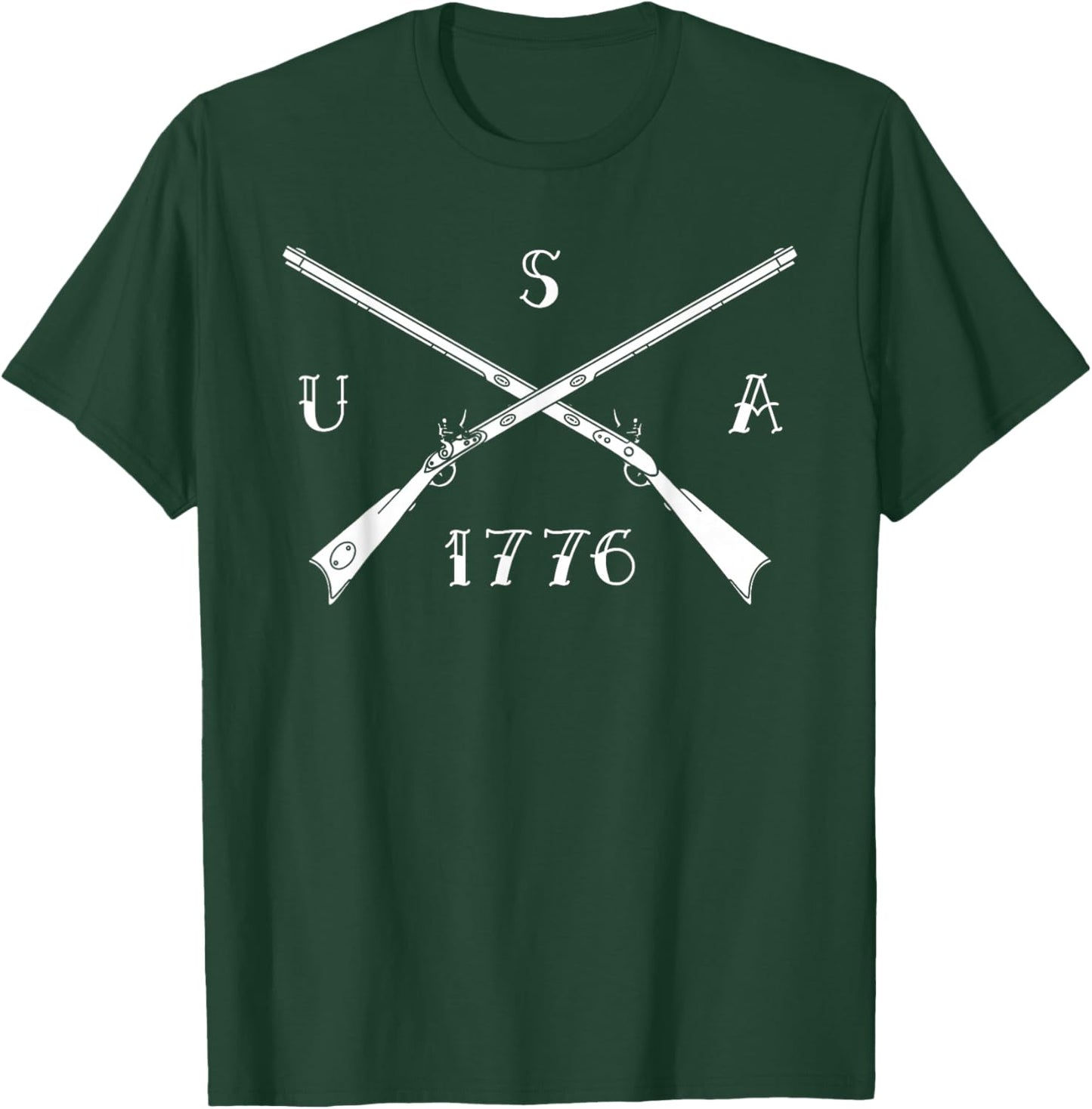 Black Powder Muzzleloading Accessories and Apparel USA 1776 Flintlock Muzzleloading Rifle T-Shirt - T-Shirt | Forest