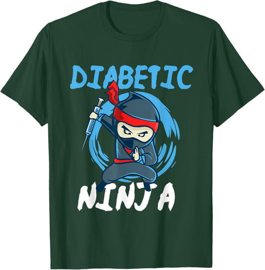 Diabetic Ninja - T1D Blood Sugar Diabetes Awareness T-Shirt - T-Shirt | Forest