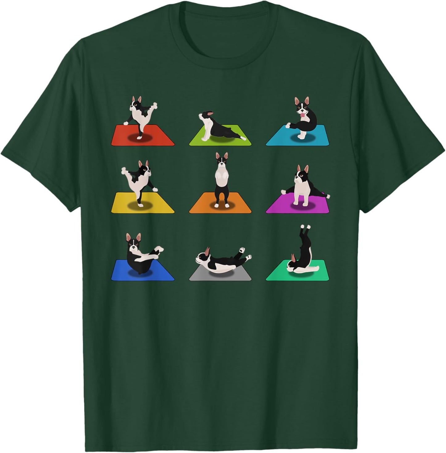 Funny Boston Terriers Yoga Asana Pose and Meditation T-Shirt - T-Shirt | Forest