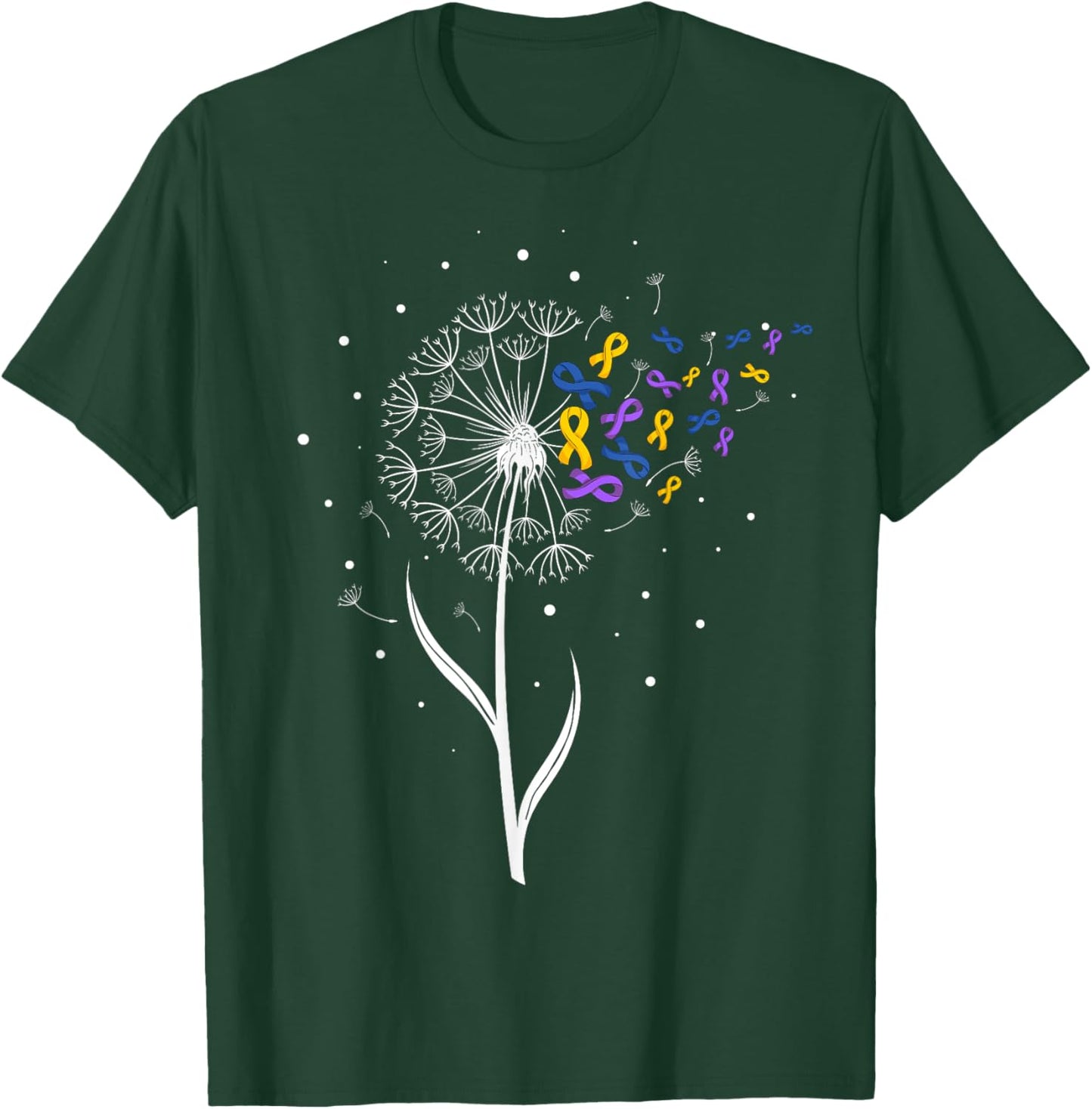 Bladder Cancer Awareness Ribbon & Dandelion Survivor Warrior T-Shirt - T-Shirt | Forest