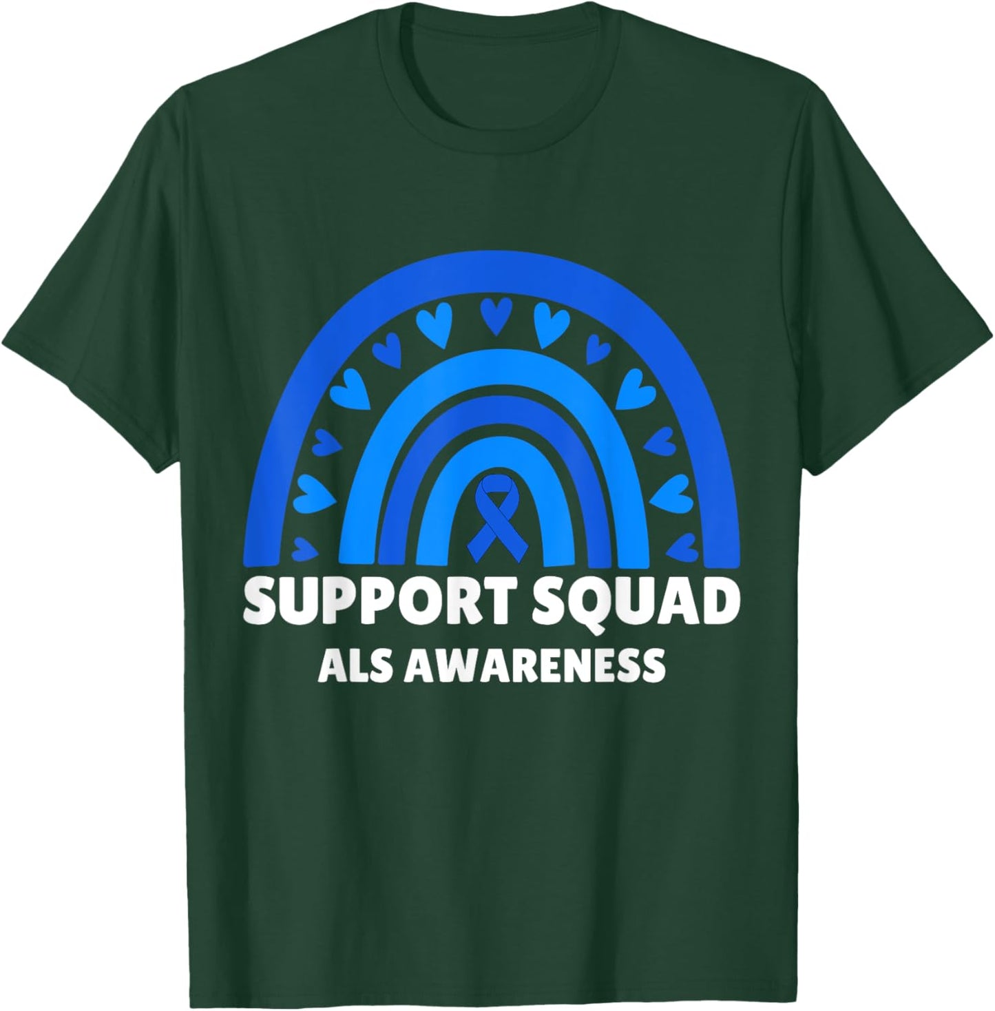 Support Squad ALS Awareness Month Men Women Kids Blue Ribbon T-Shirt - T-Shirt | Forest