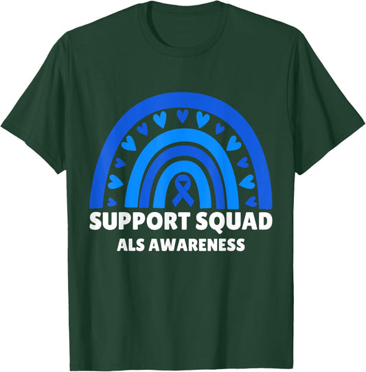 Support Squad ALS Awareness Month Men Women Kids Blue Ribbon T-Shirt - T-Shirt | Forest