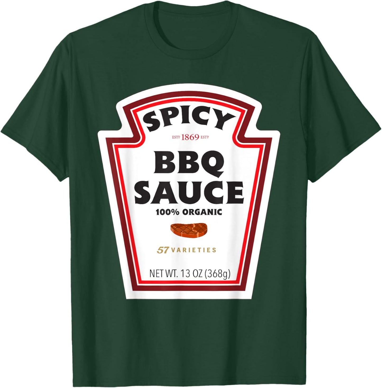 Spicy BBQ Sauce Bottle Label Funny Halloween Costume Outfit T-Shirt - T-Shirt | Forest